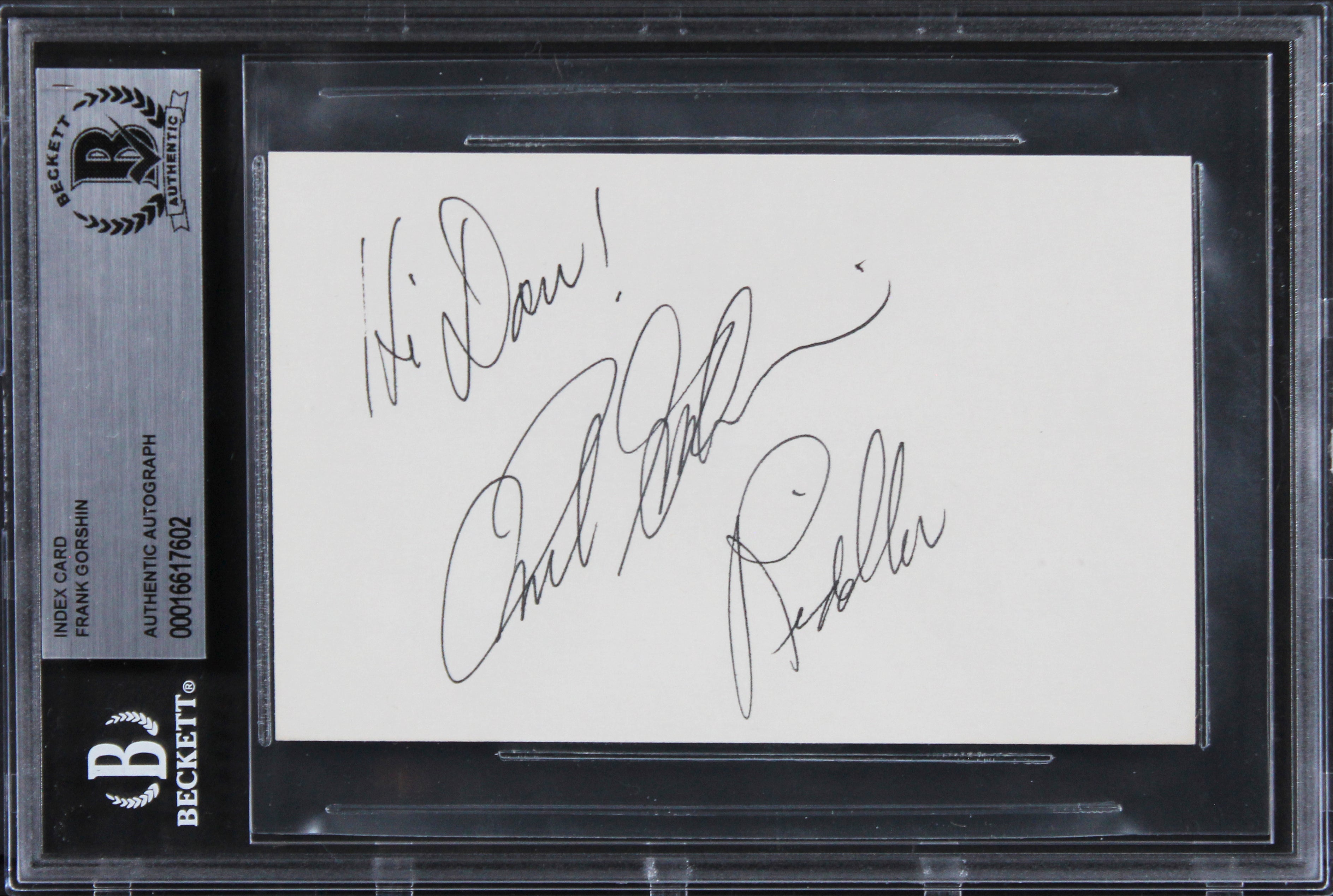 Frank Gorshin Batman "Hi Don!" Authentic Signed 3x5 Index Card BAS Slabbed