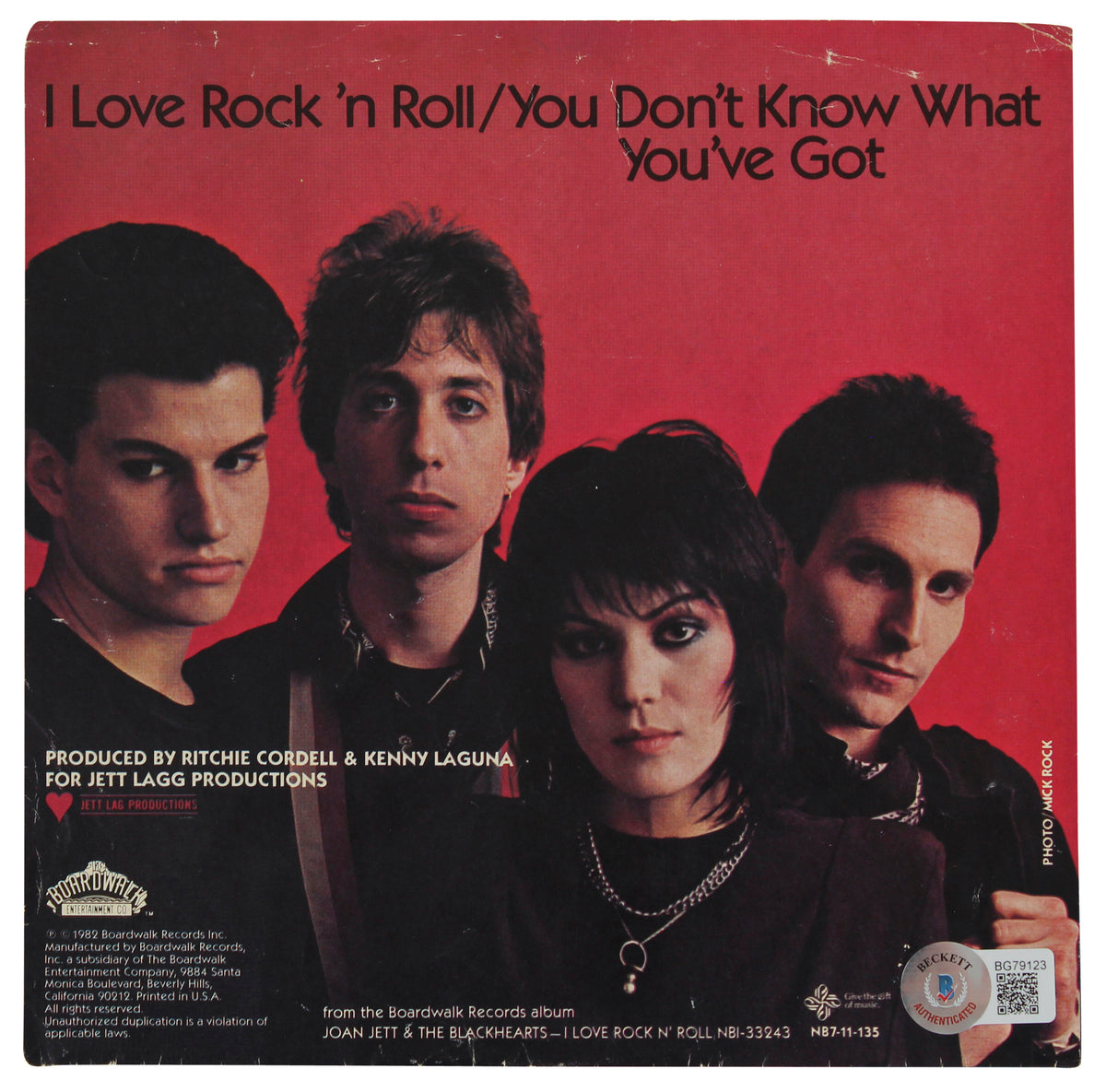 Joan Jett "Keep Rockin!" Signed I Love Rock 'n Roll 45 Album Cover BAS #BG79123