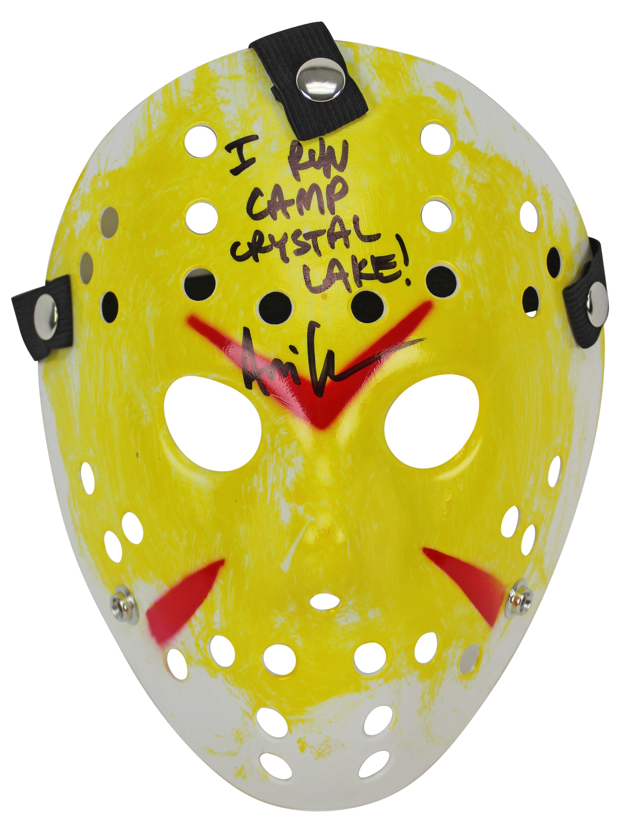 Ari Lehman "I Run Camp Crystal Lake" Authentic Signed Yellow Jason Mask BAS
