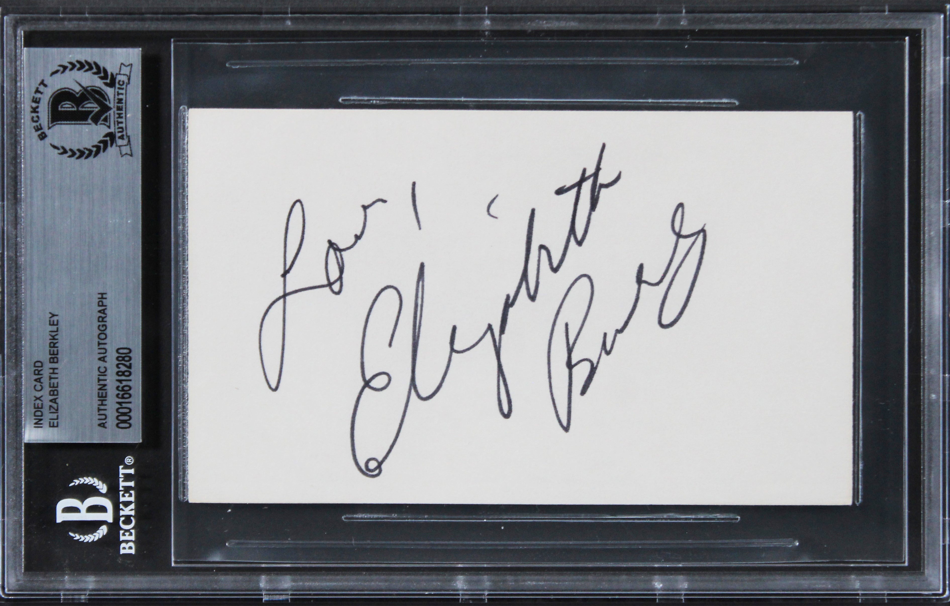 Elizabeth Berkley Saved By The Bell "Love" Signed 3x5 Index Card BAS Slabbed 2