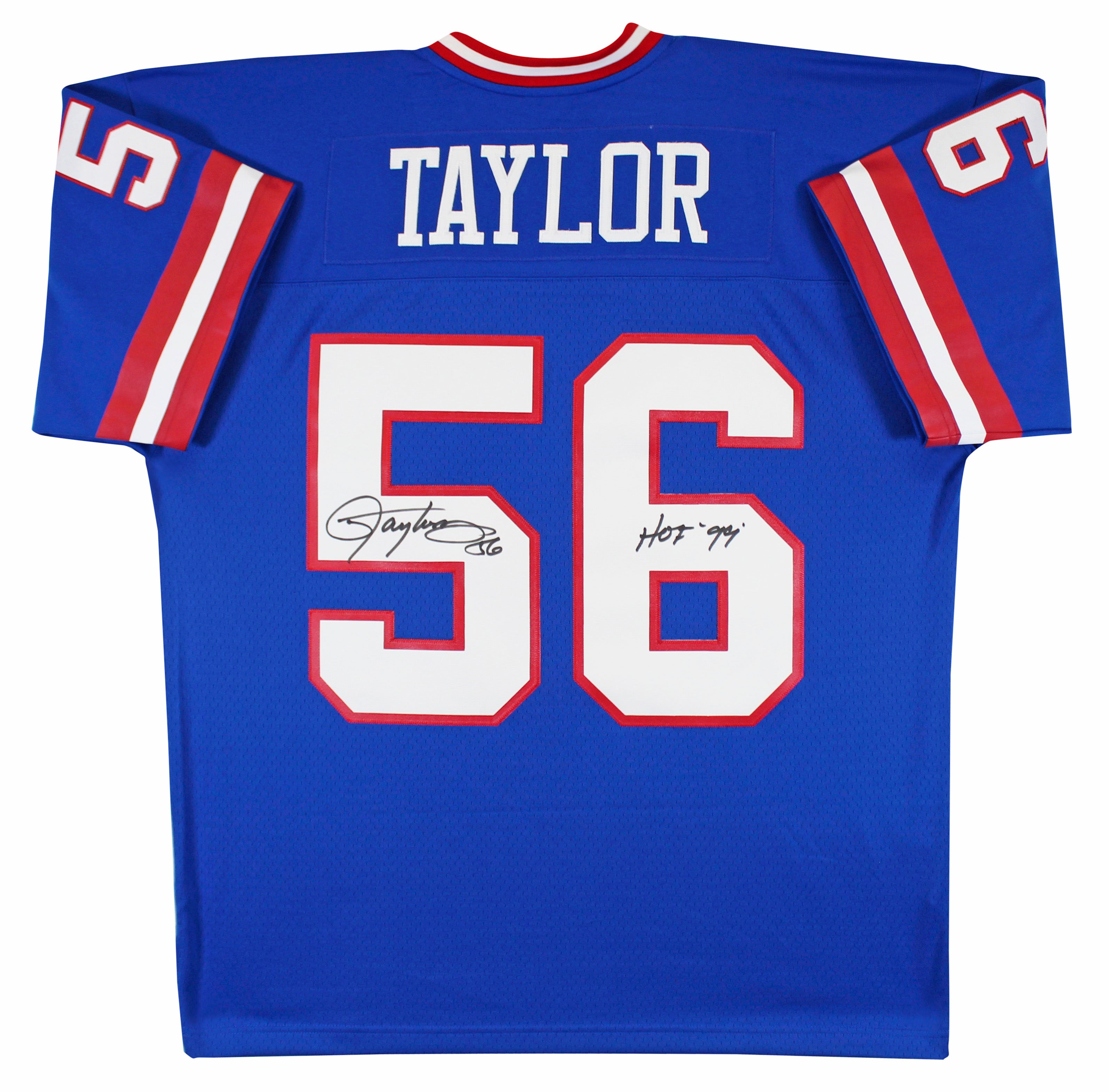 Giants Lawrence Taylor "HOF 99" Signed Blue Mitchell & Ness Jersey BAS Witness