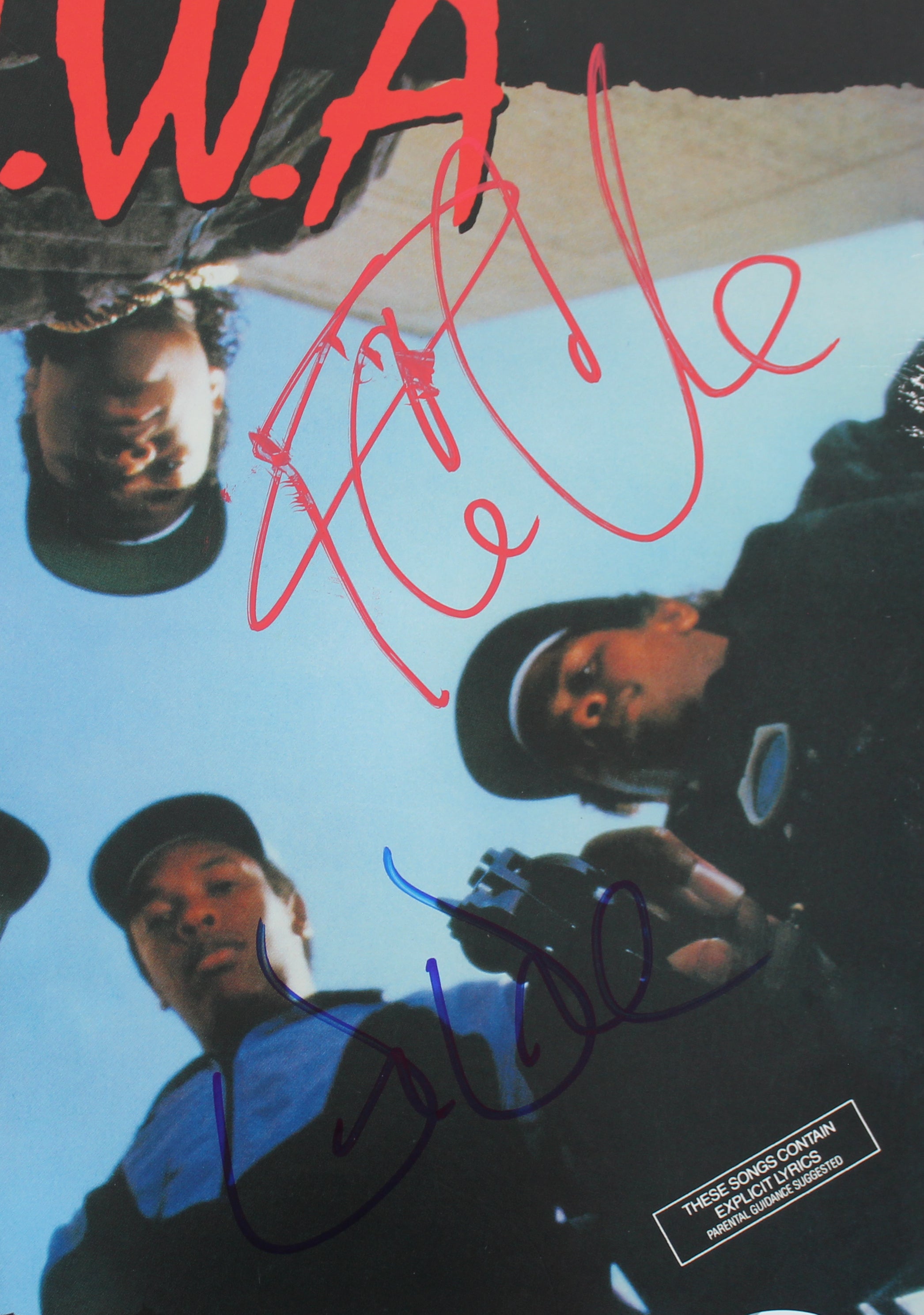 Dr. Dre & Ice Cube N.W.A Signed Straight Outta Compton Album Cover W/ Vinyl PSA