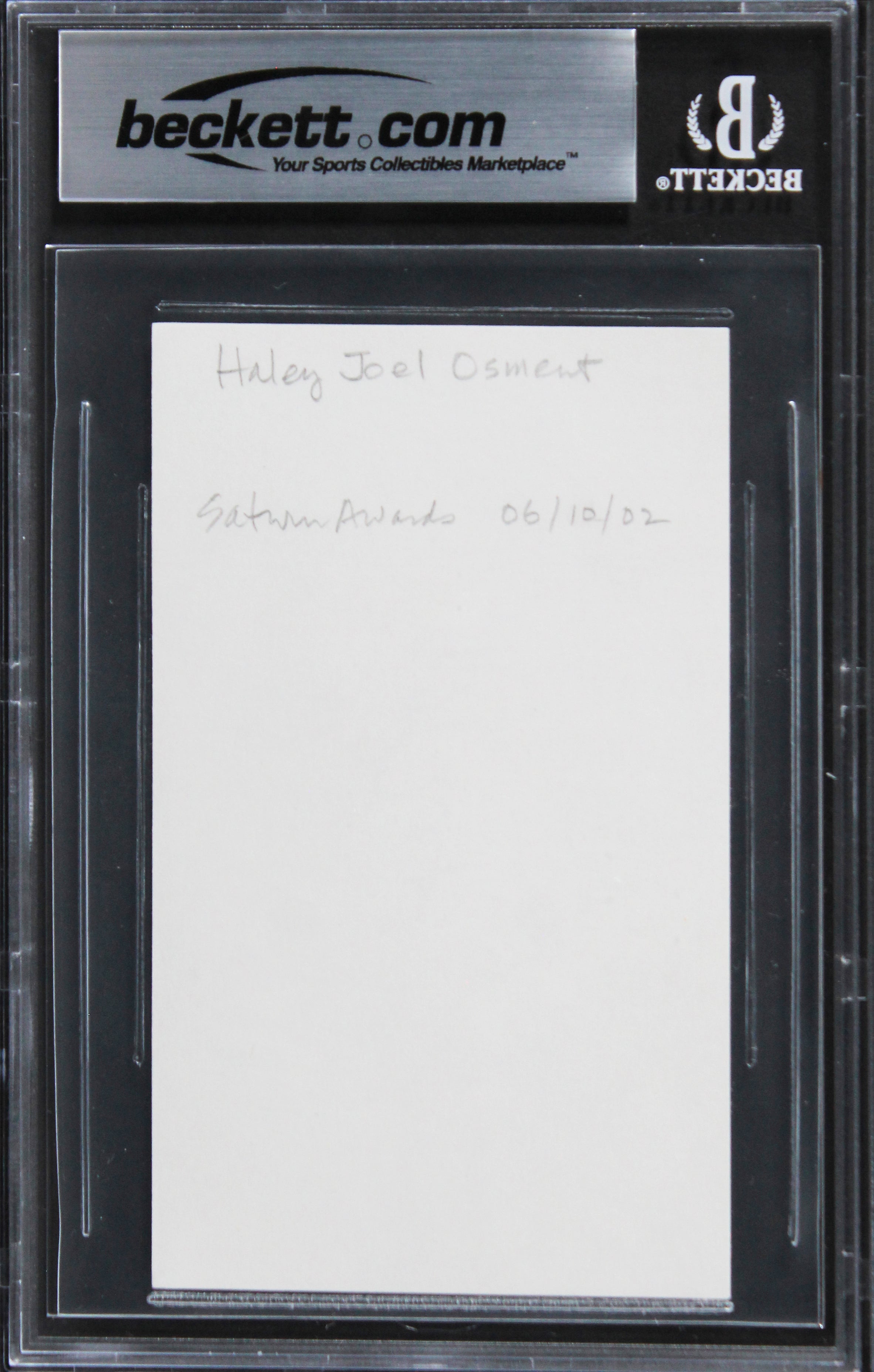 Haley Joel Osment The Sixth Sense Authentic Signed 3x5 Index Card BAS Slabbed