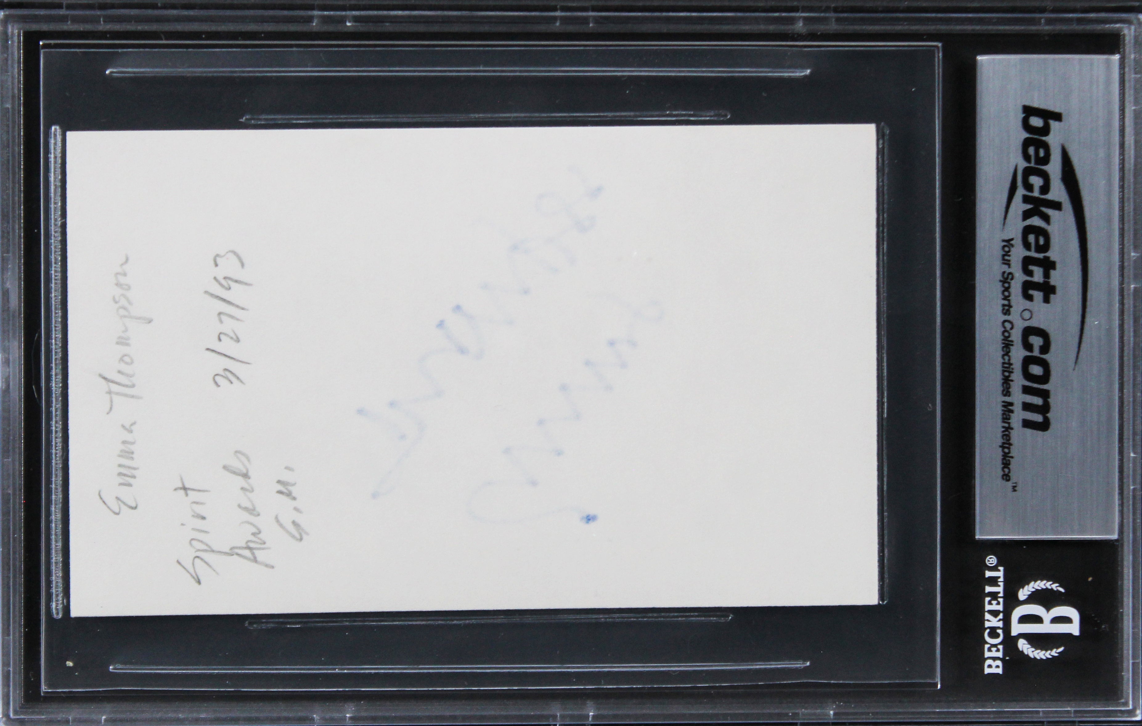 Emma Thompson The Tall Guy Authentic Signed 3x5 Index Card BAS Slabbed 2
