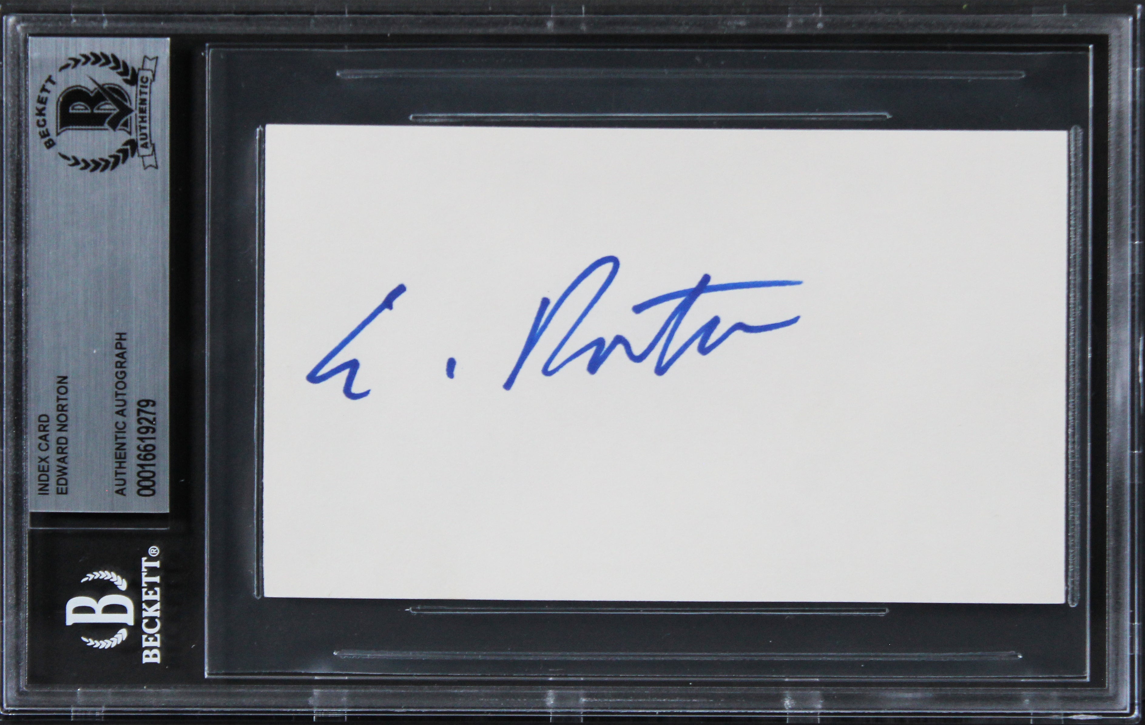 Edward Norton Fight Club Authentic Signed 3x5 Index Card Autographed BAS Slabbed