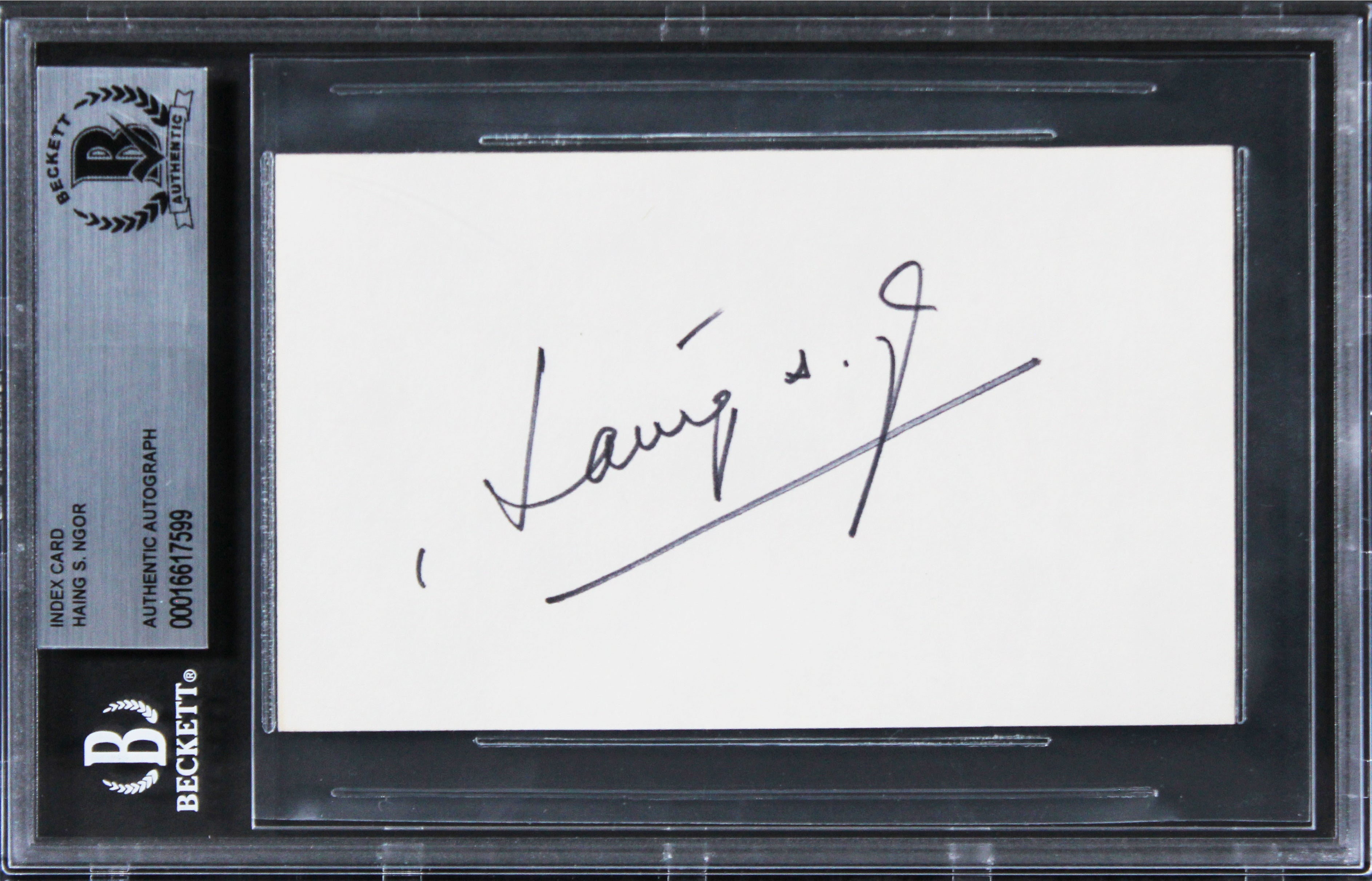 Haing S. Ngor The Killing Fields Authentic Signed 3x5 Index Card BAS Slabbed
