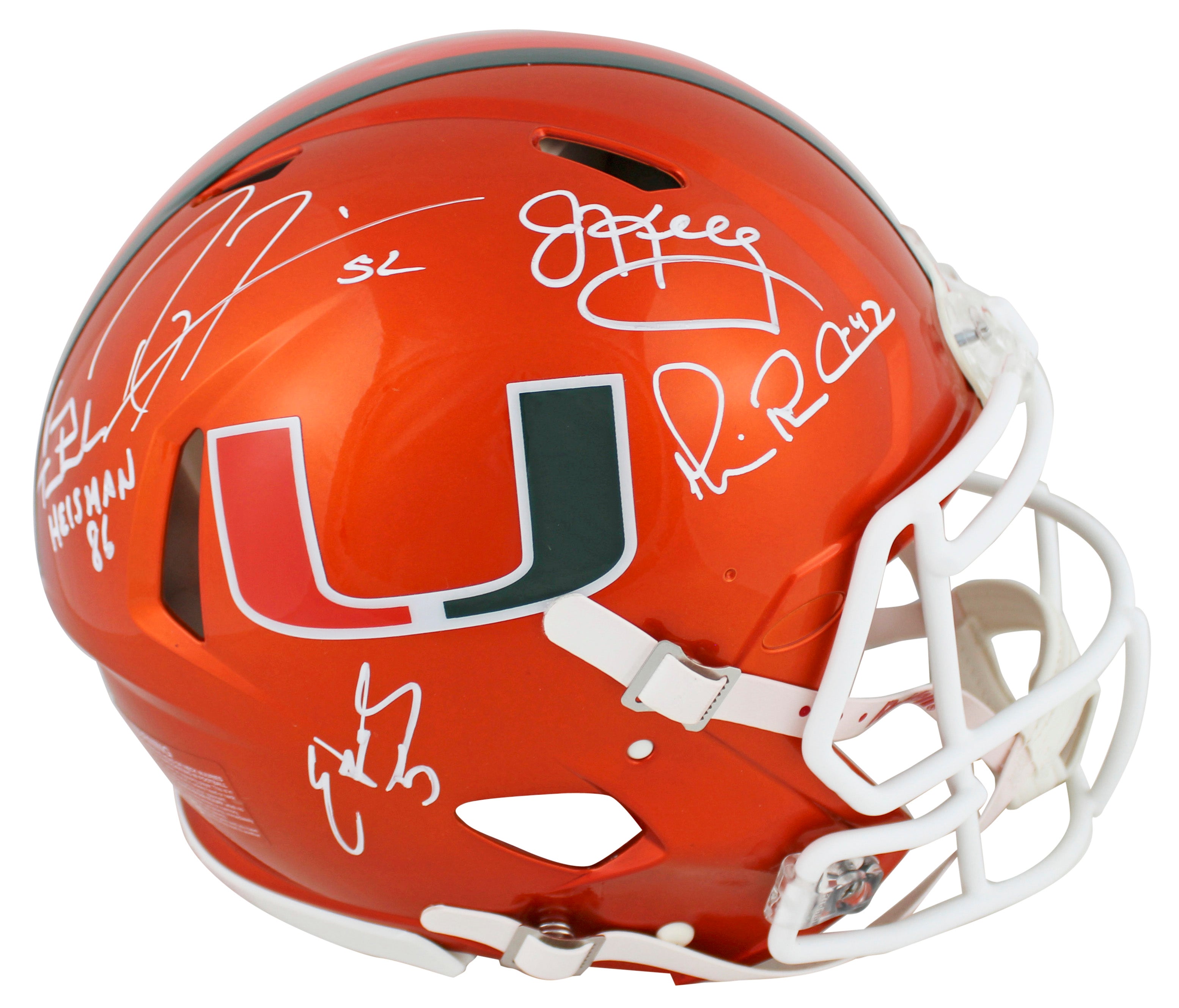 Miami (5) Lewis, Irvin, +3 Signed Flash F/S Speed Proline Helmet w/ Case BAS Wit