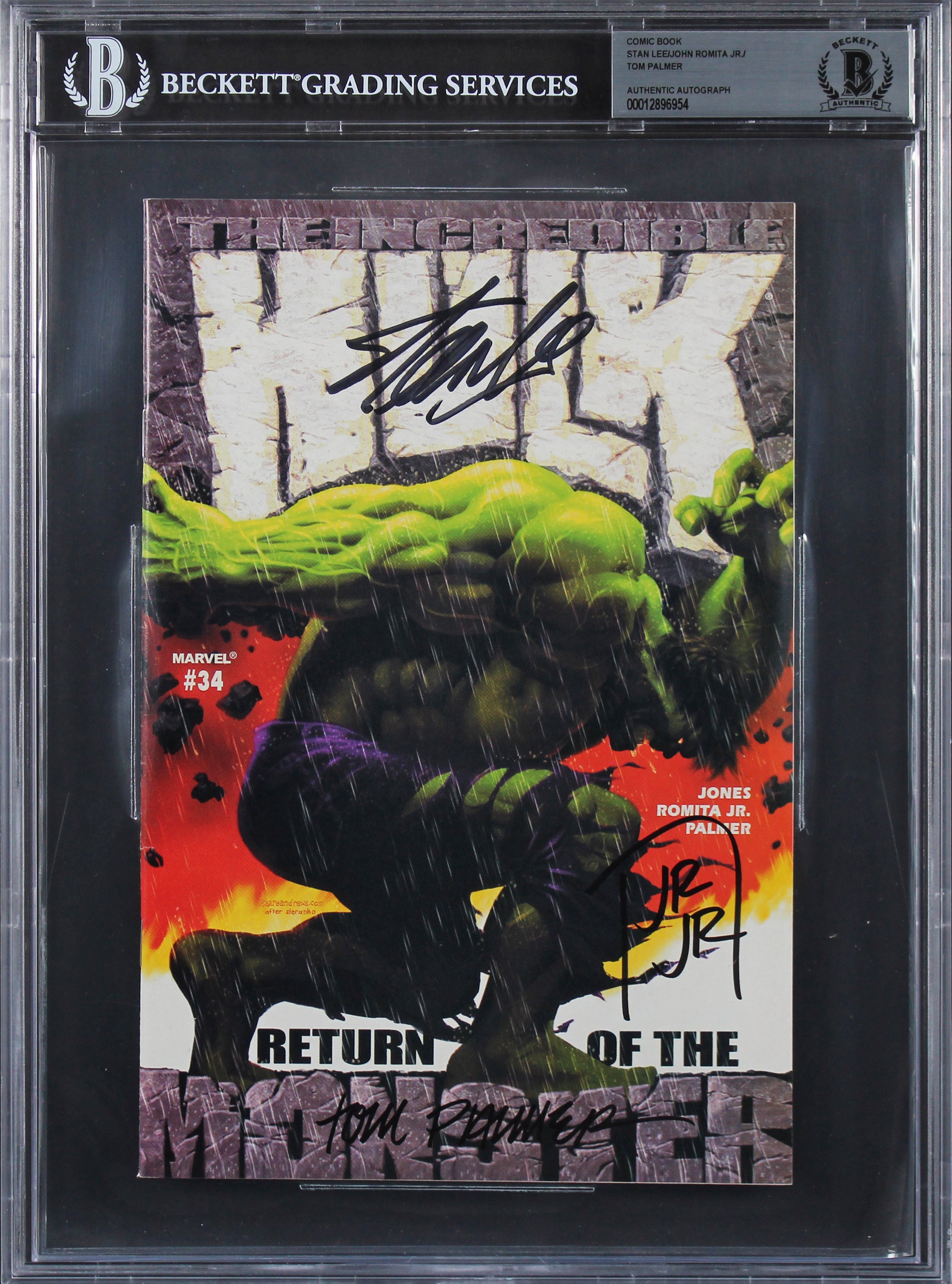 (3) Stan Lee +2 Signed Incredible Hulk #34 Return Of The Monster Comic BAS Slab