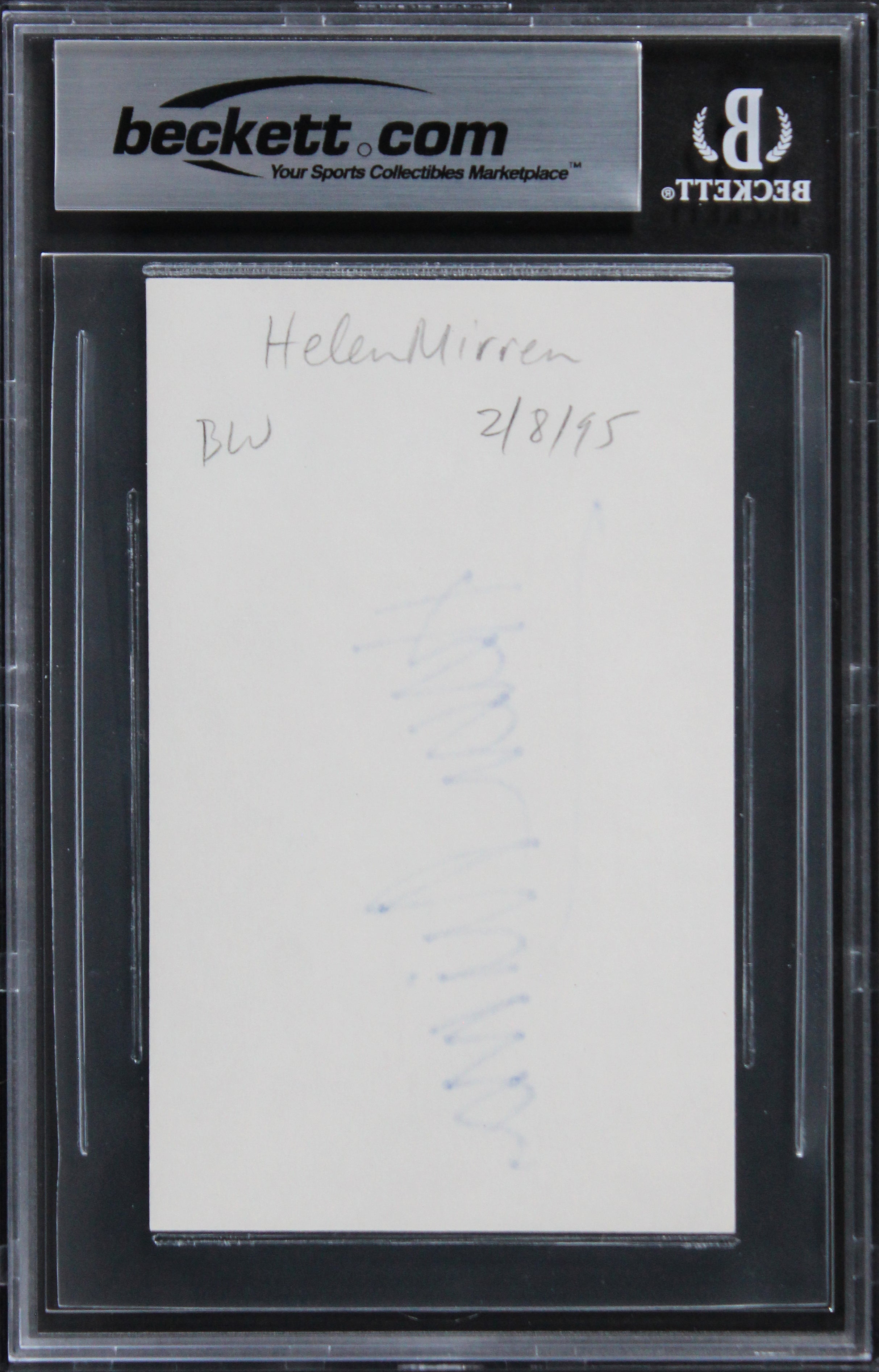 Helen Mirren The Queen Authentic Signed 3x5 Index Card Autographed BAS Slabbed