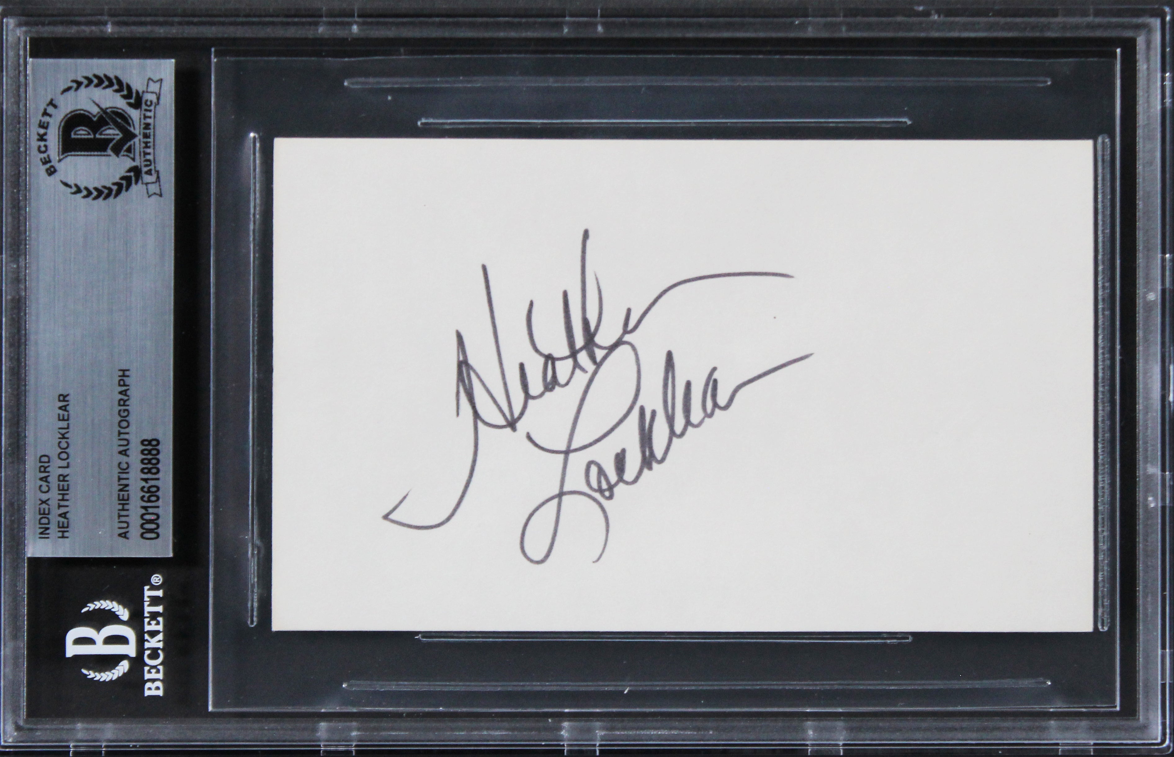 Heather Locklear Melrose Place Authentic Signed 3x5 Index Card BAS Slabbed