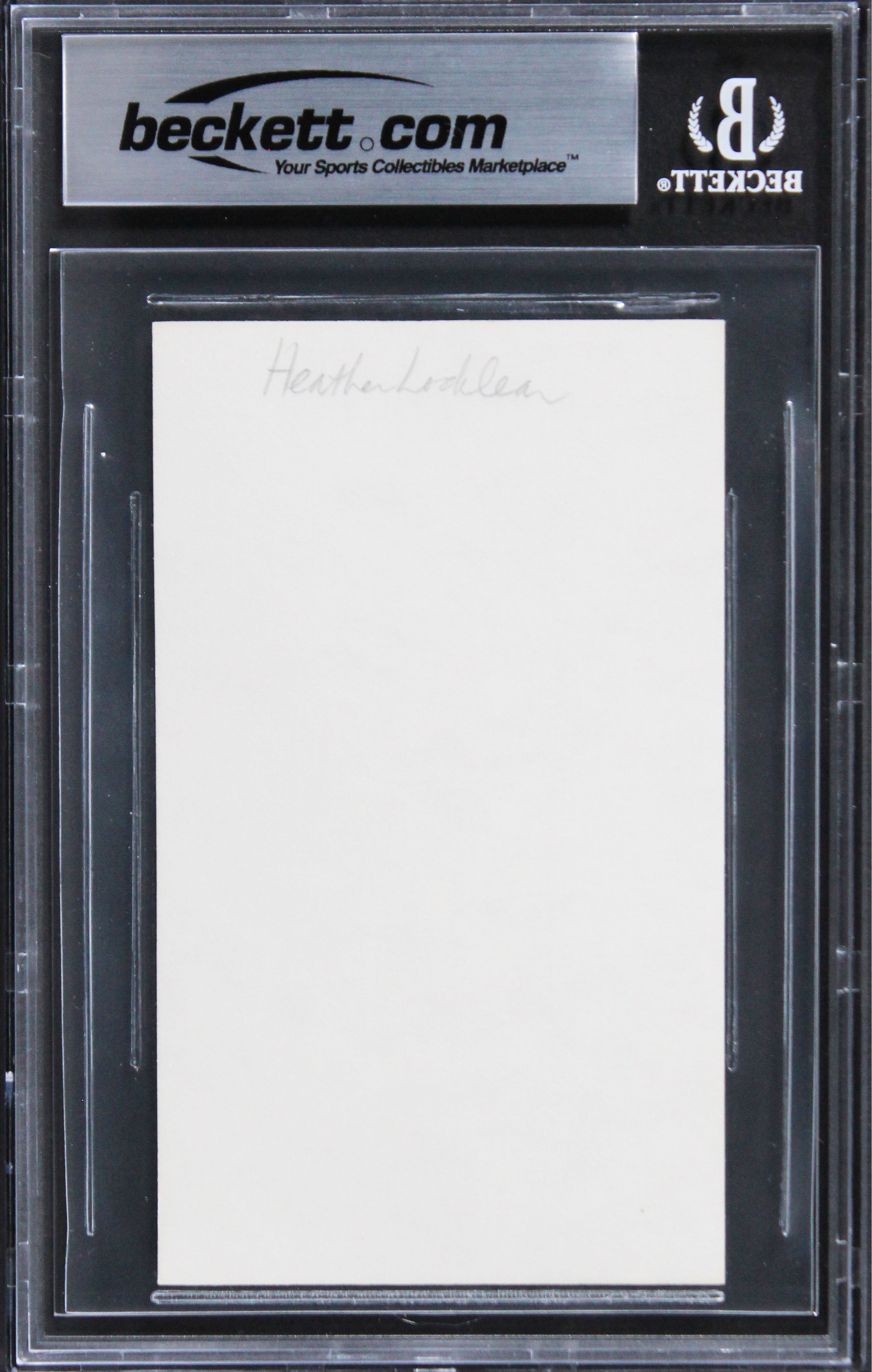 Heather Locklear Melrose Place Authentic Signed 3x5 Index Card BAS Slabbed