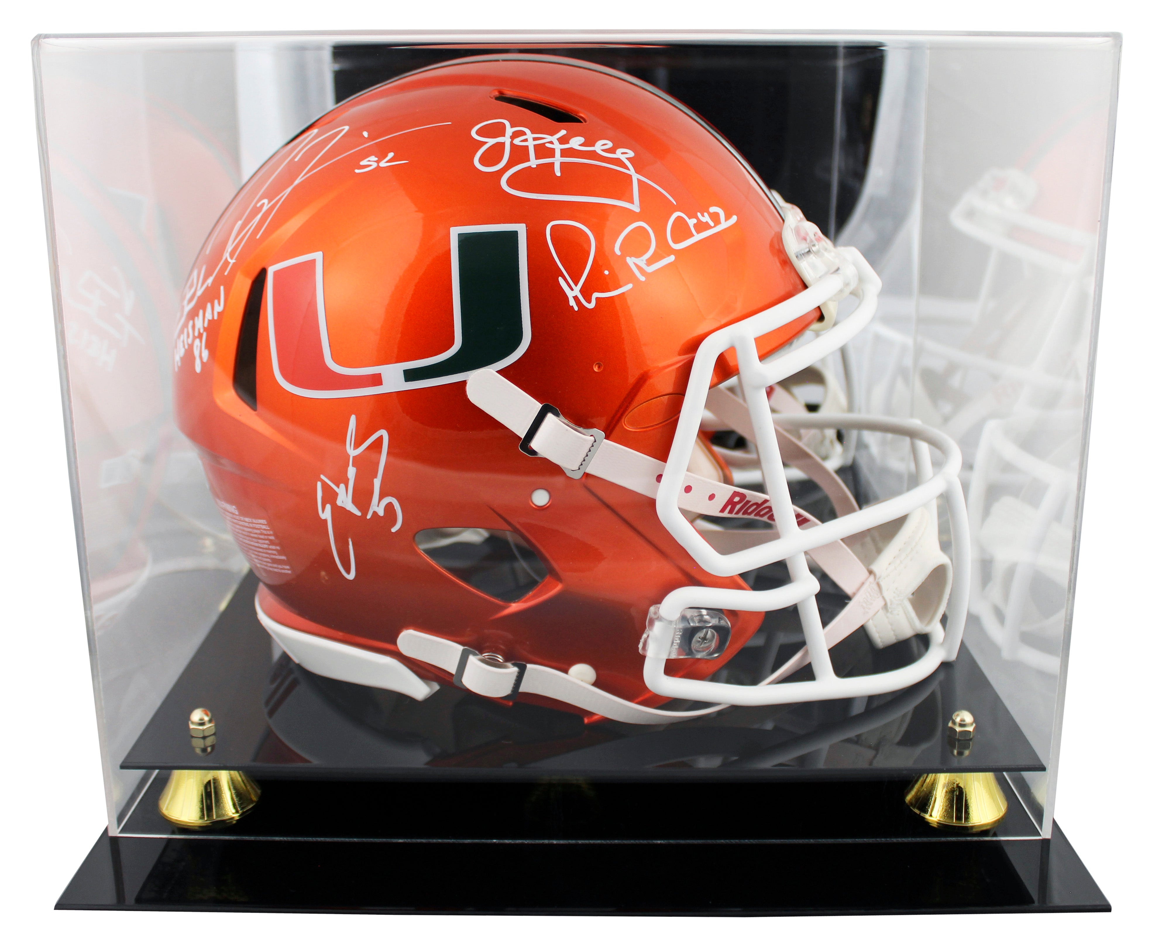 Miami (5) Lewis, Irvin, +3 Signed Flash F/S Speed Proline Helmet w/ Case BAS Wit