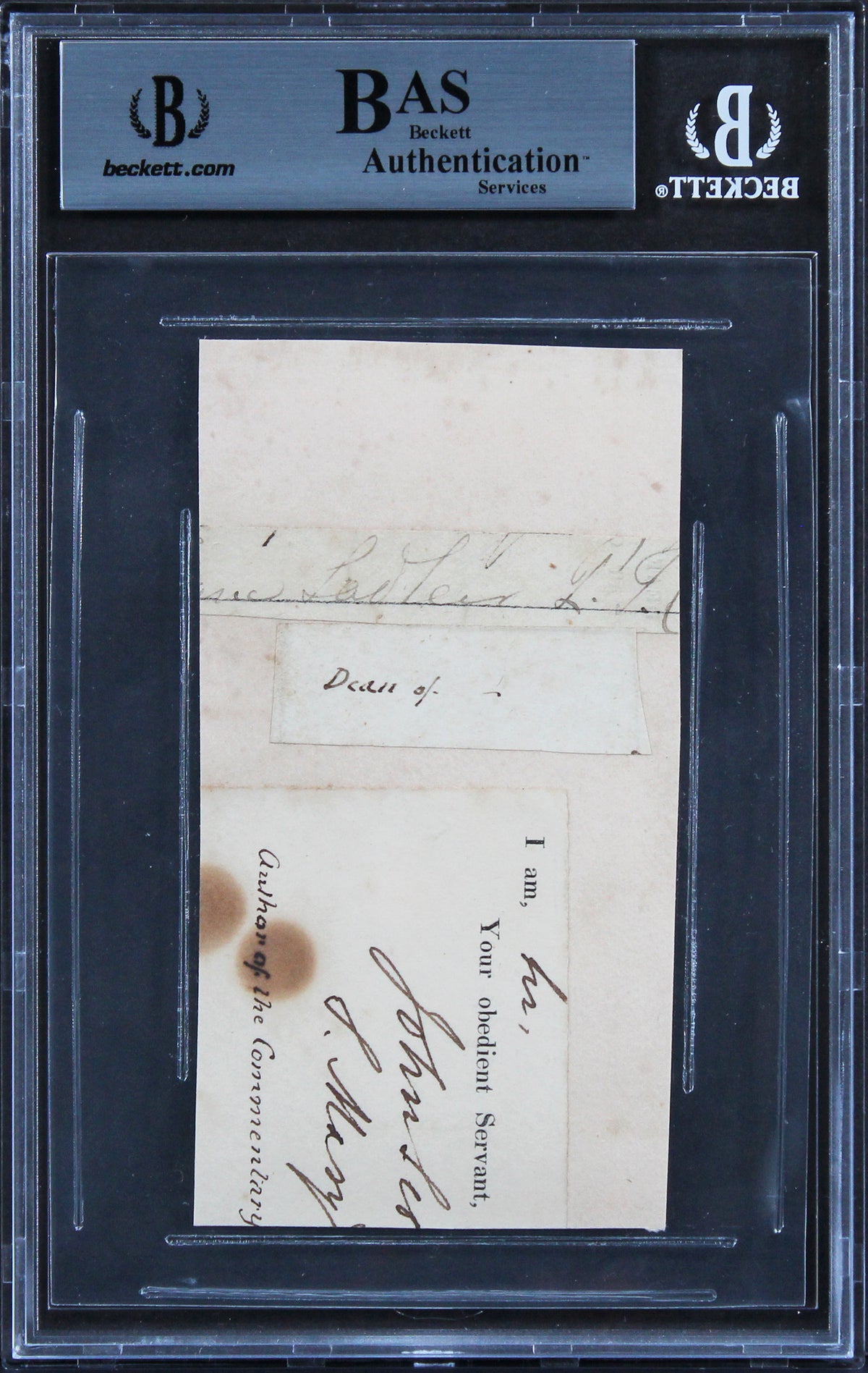 Charles Dickens Authentic Signed 2.35x4.5 Cut Signature BAS Slabbed