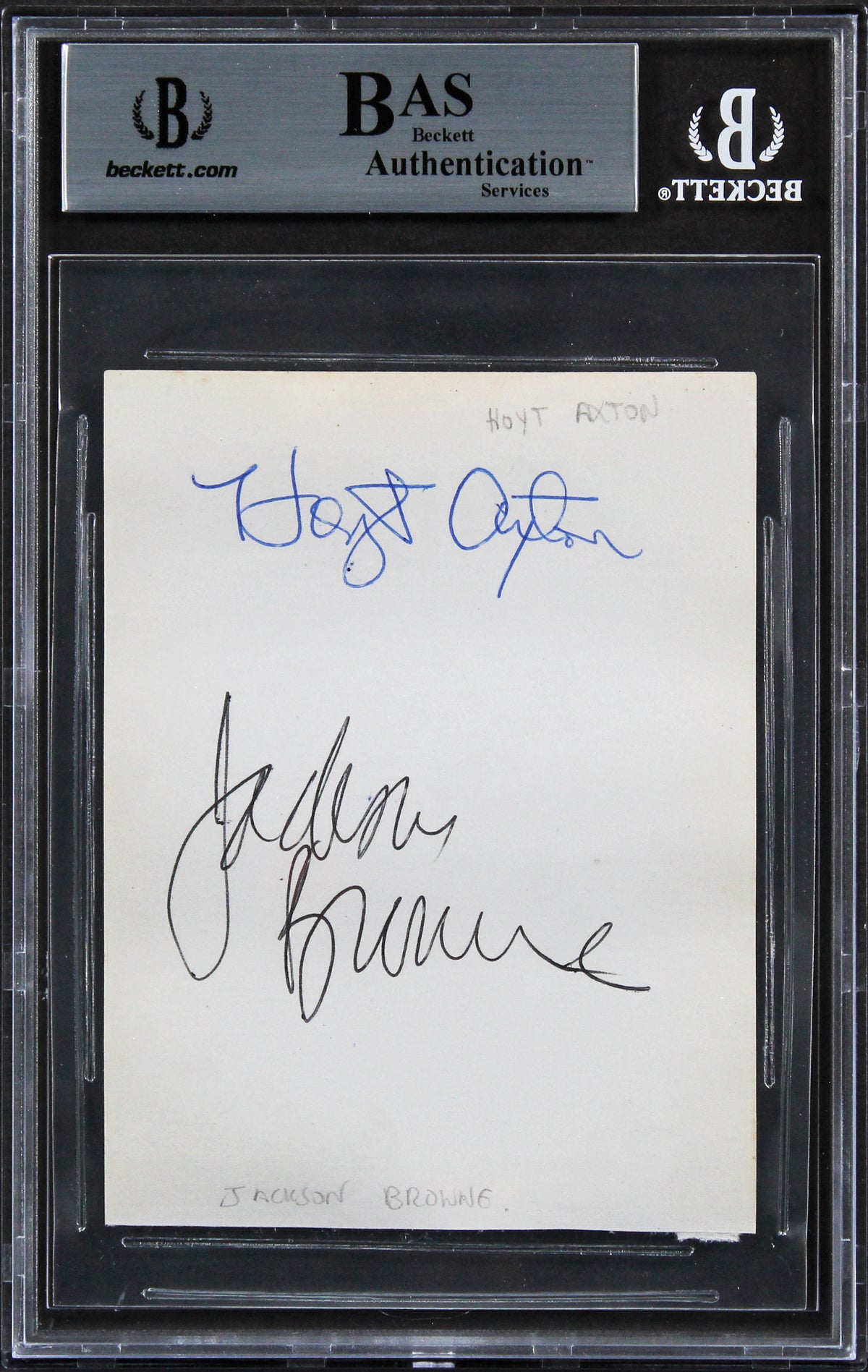 Warren Zevon, Jackson Browne & Hoyt Axton Signed 3.35x4.5 Album Page BAS Slabbed