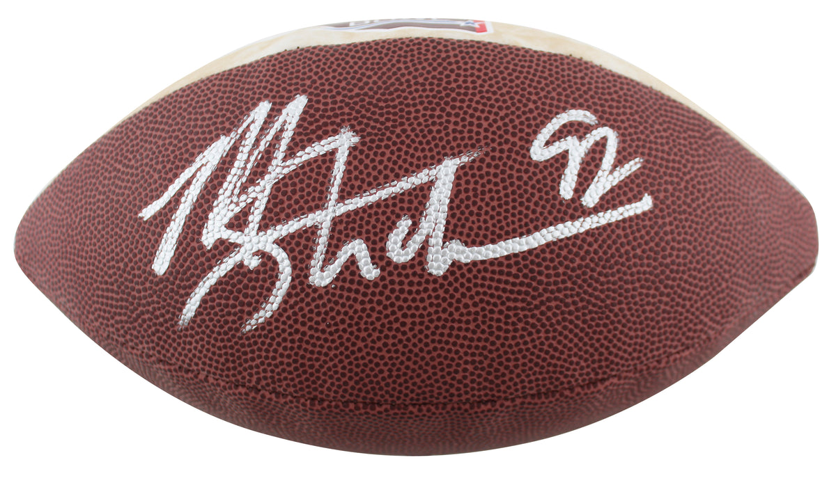 Giants Michael Strahan Signed SB XLII Logo Official White Panel Nfl Football BAS