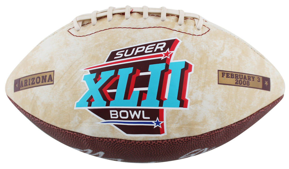 Giants Michael Strahan Signed SB XLII Logo Official White Panel Nfl Football BAS
