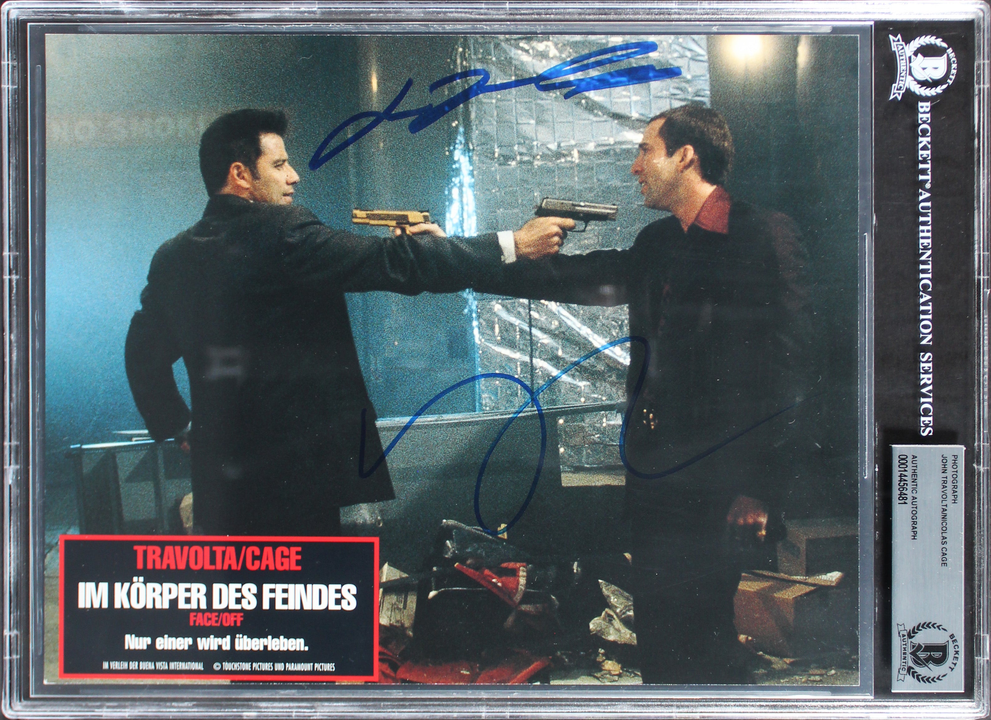 John Travolta & Nicolas Cage Face/Off Authentic Signed 8x10 Photo BAS Slabbed