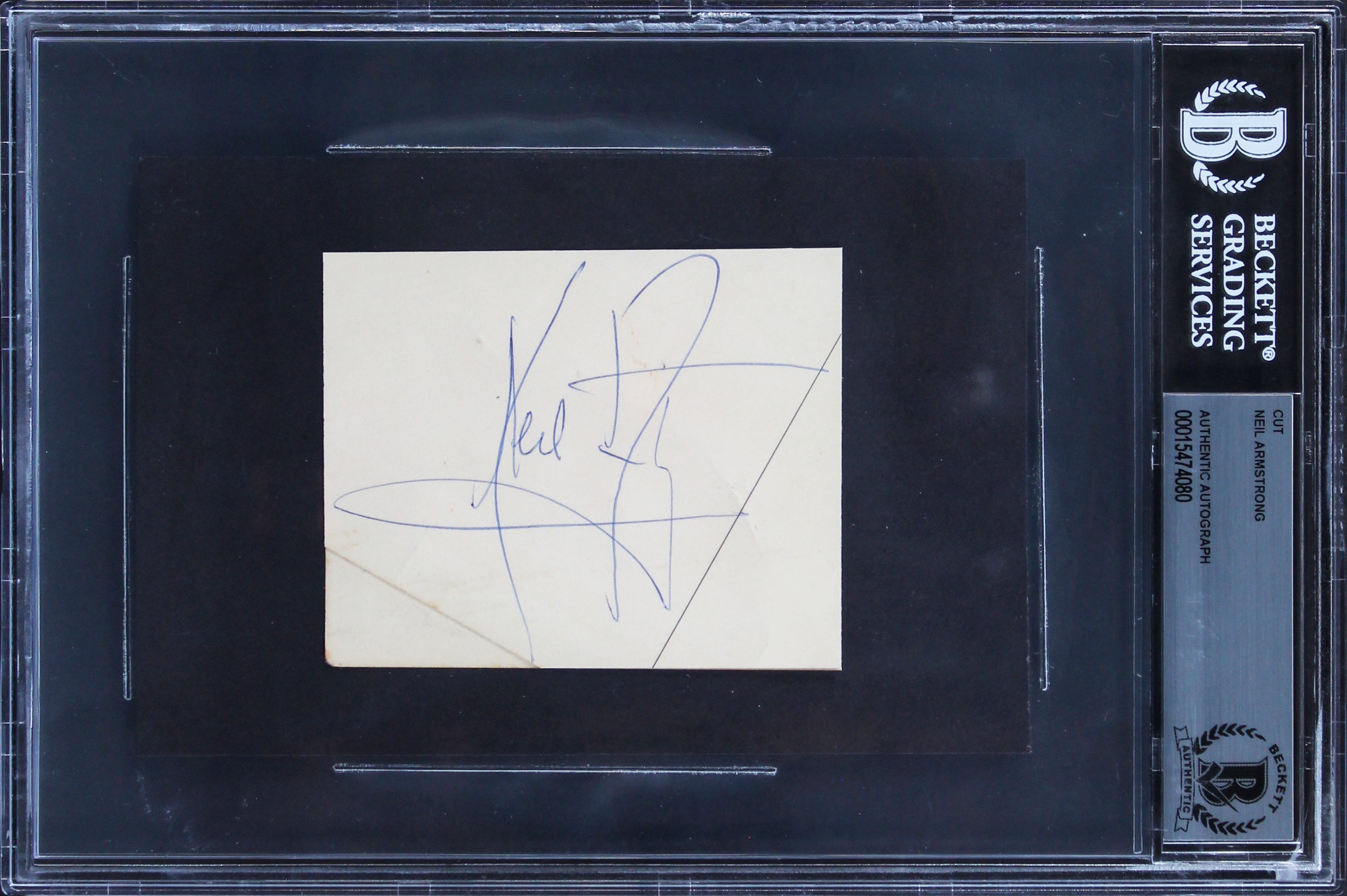 Neil Armstrong Apollo 11 Authentic Signed 2.75x3.5 Cut Signature BAS Slabbed