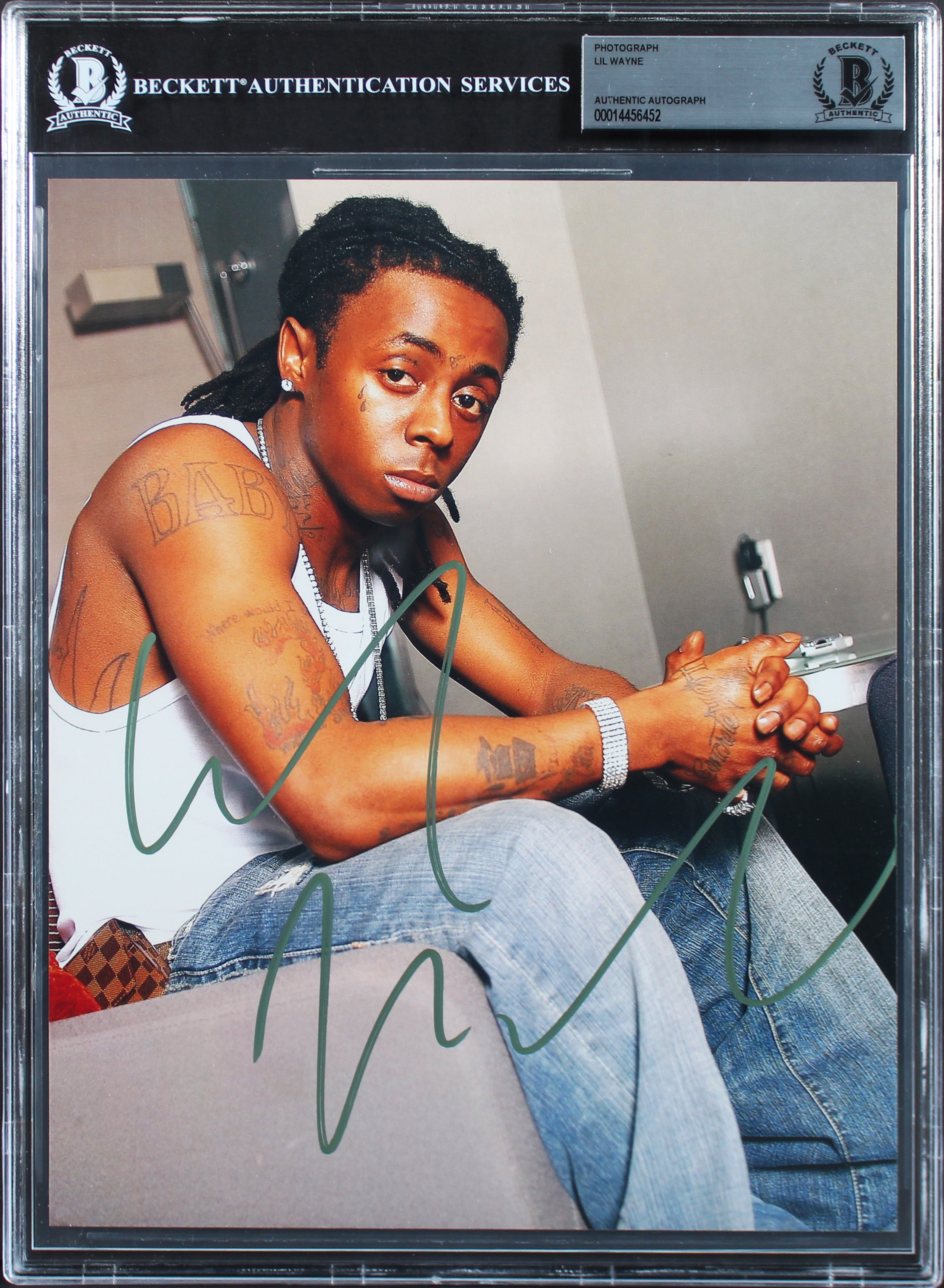 Lil' Wayne Authentic Signed 8x10 Color Photo Autographed BAS Slabbed
