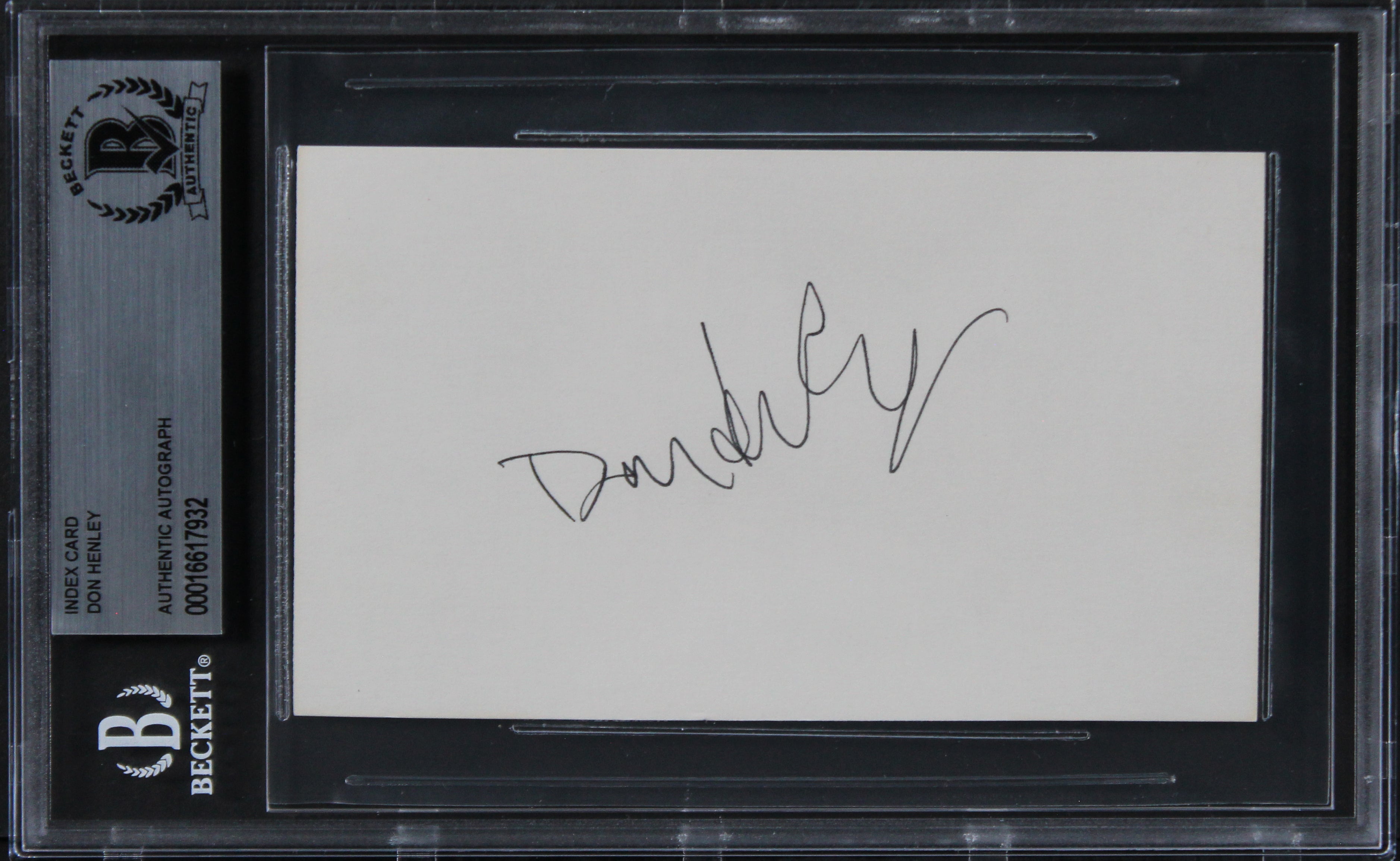 Don Henley The Eagles Authentic Signed 3x5 Index Card Autographed BAS Slabbed