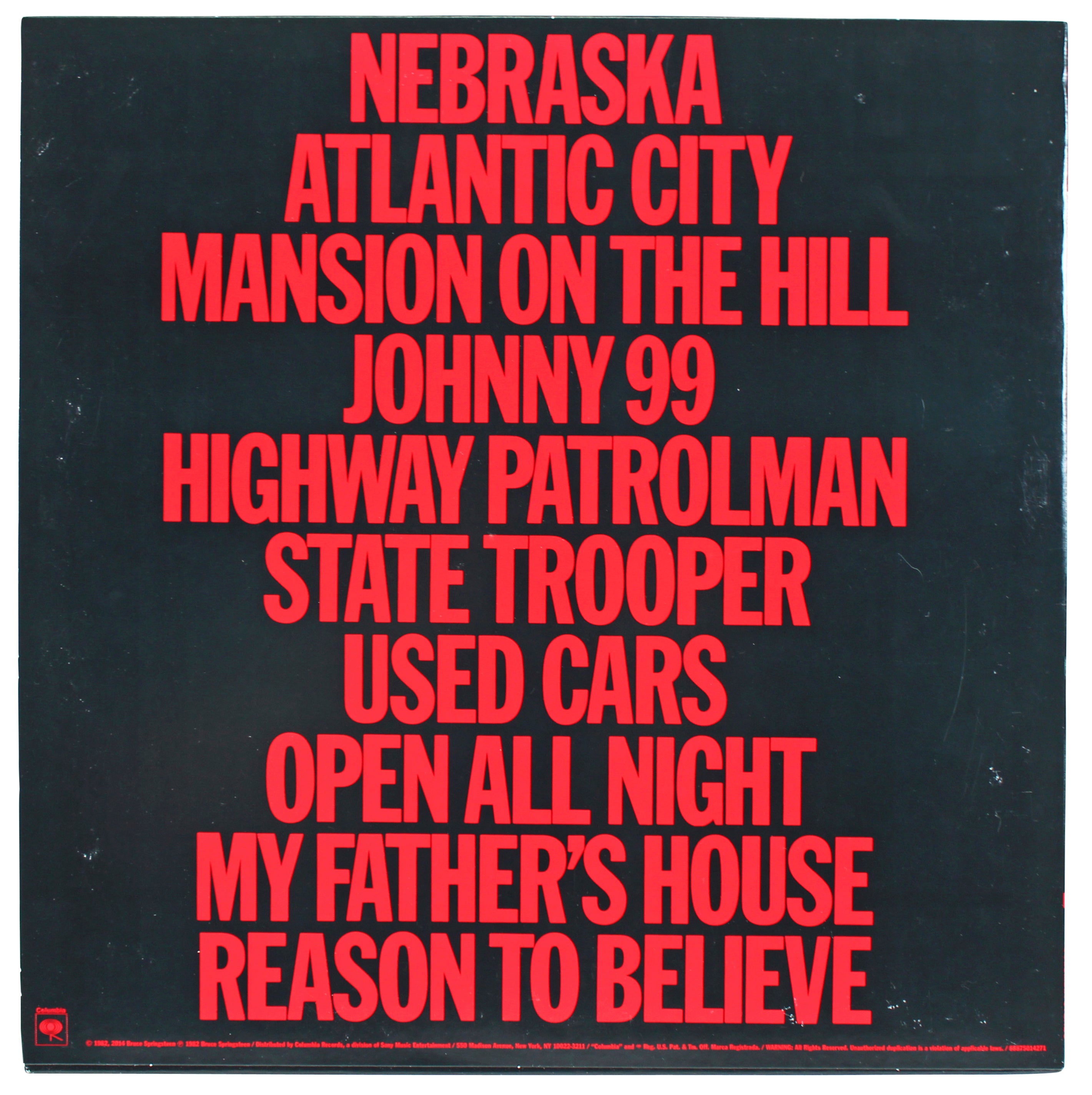 Bruce Springsteen Authentic Signed Nebraska Album Cover W/ Vinyl BAS #A05228