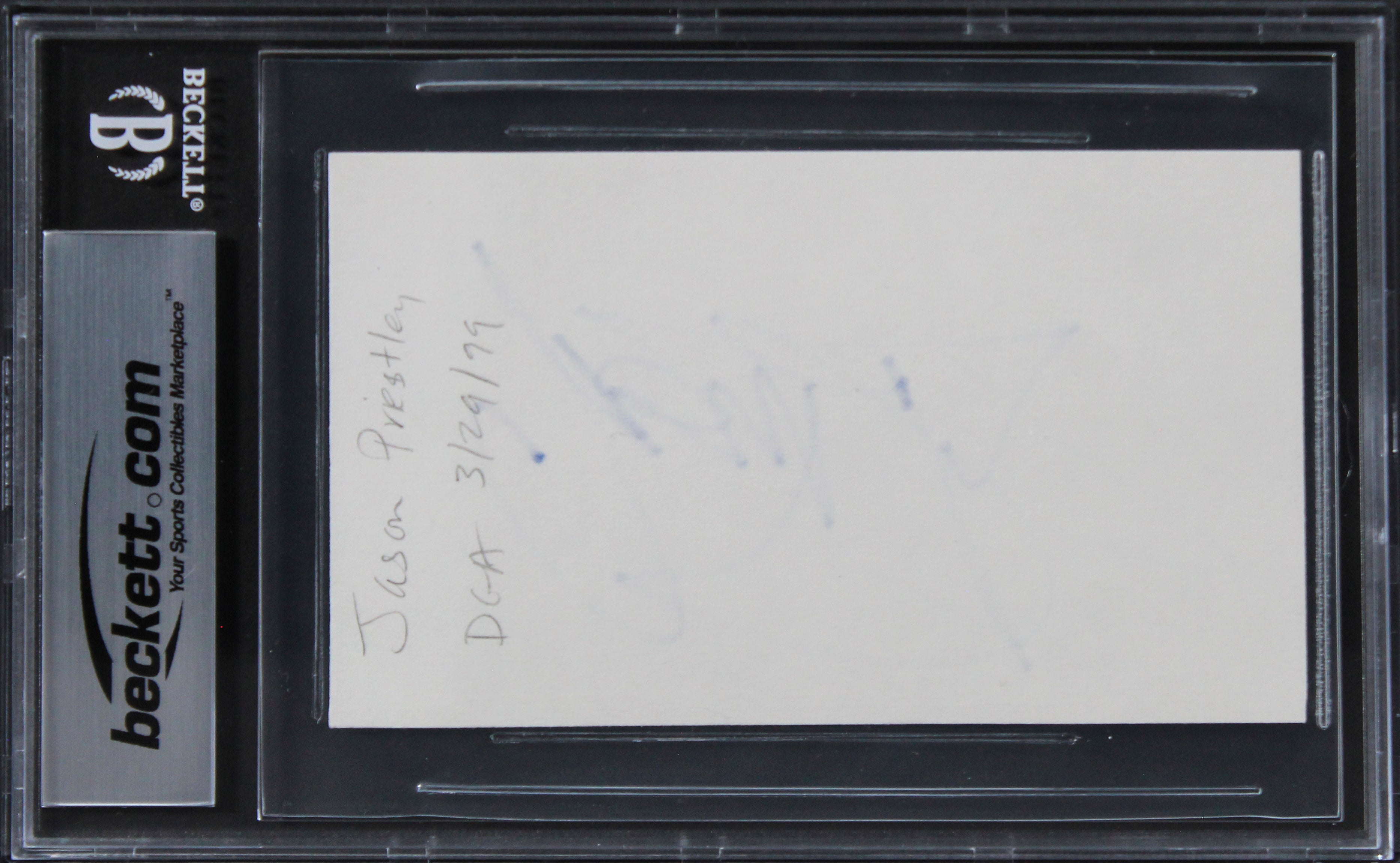 Jason Priestley Beverly Hills, 90210 Signed 3x5 Index Card BAS Slabbed 2