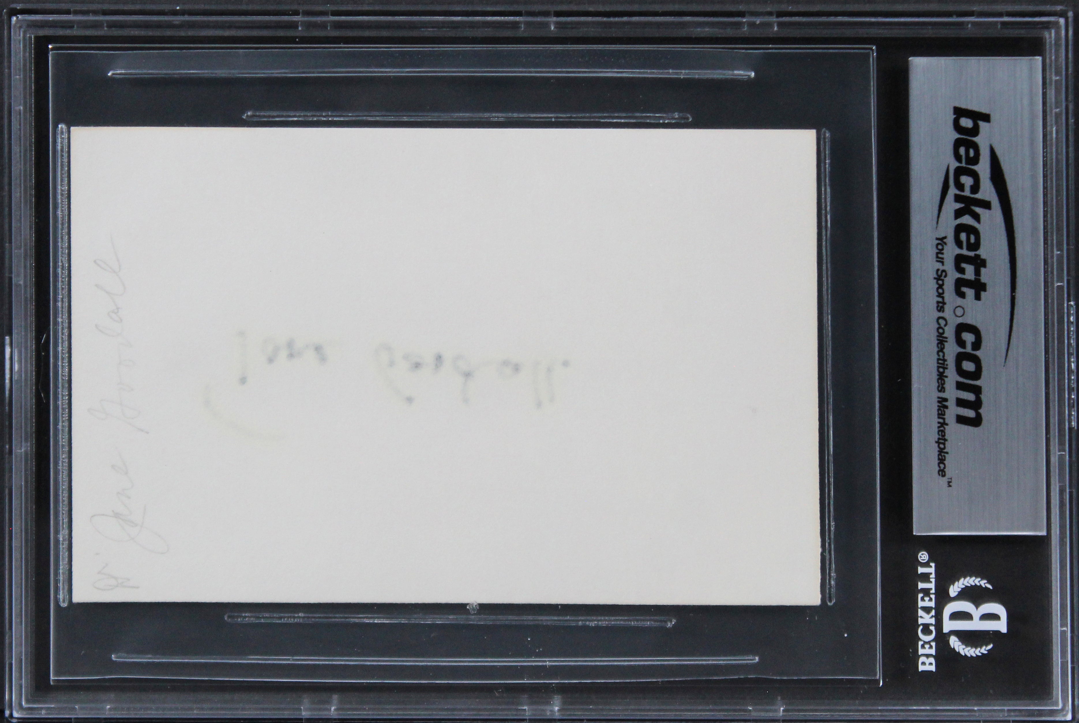 Jane Goodall Gorillas in the Mist Authentic Signed 3x5 Index Card BAS Slabbed 1