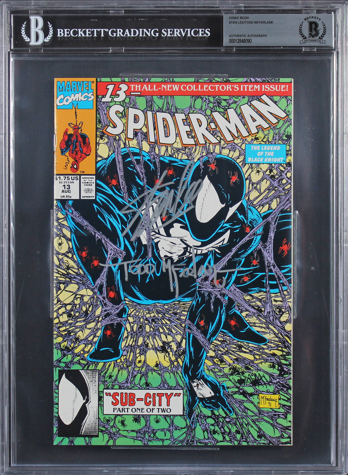 Stan Lee & Todd McFarlane Signed Spider-Man #13 Sub-City Part One Comic BAS Slab