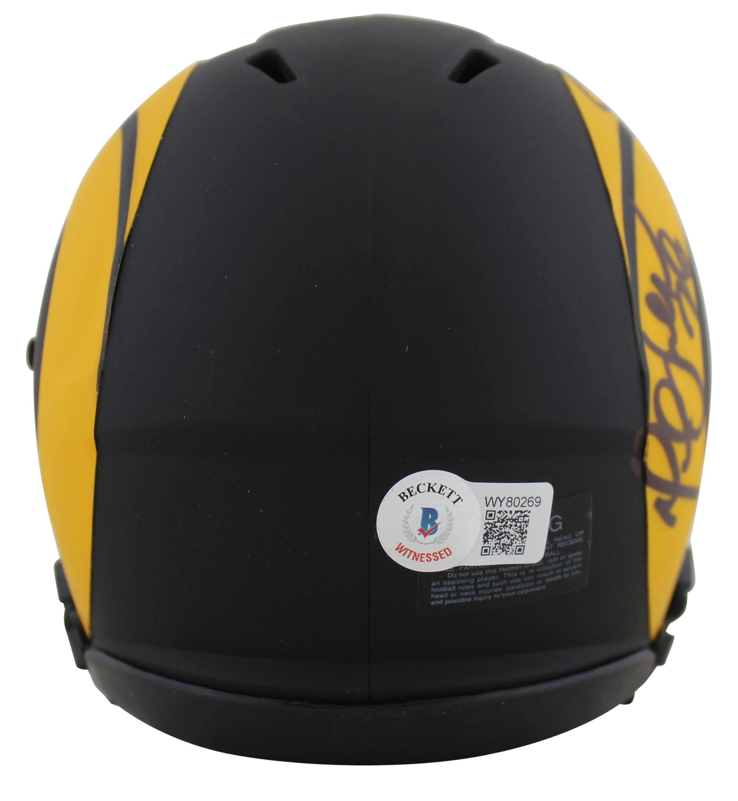 Rams Eric Dickerson & Marshall Faulk Signed Eclipse Speed Mini Helmet BAS Wit