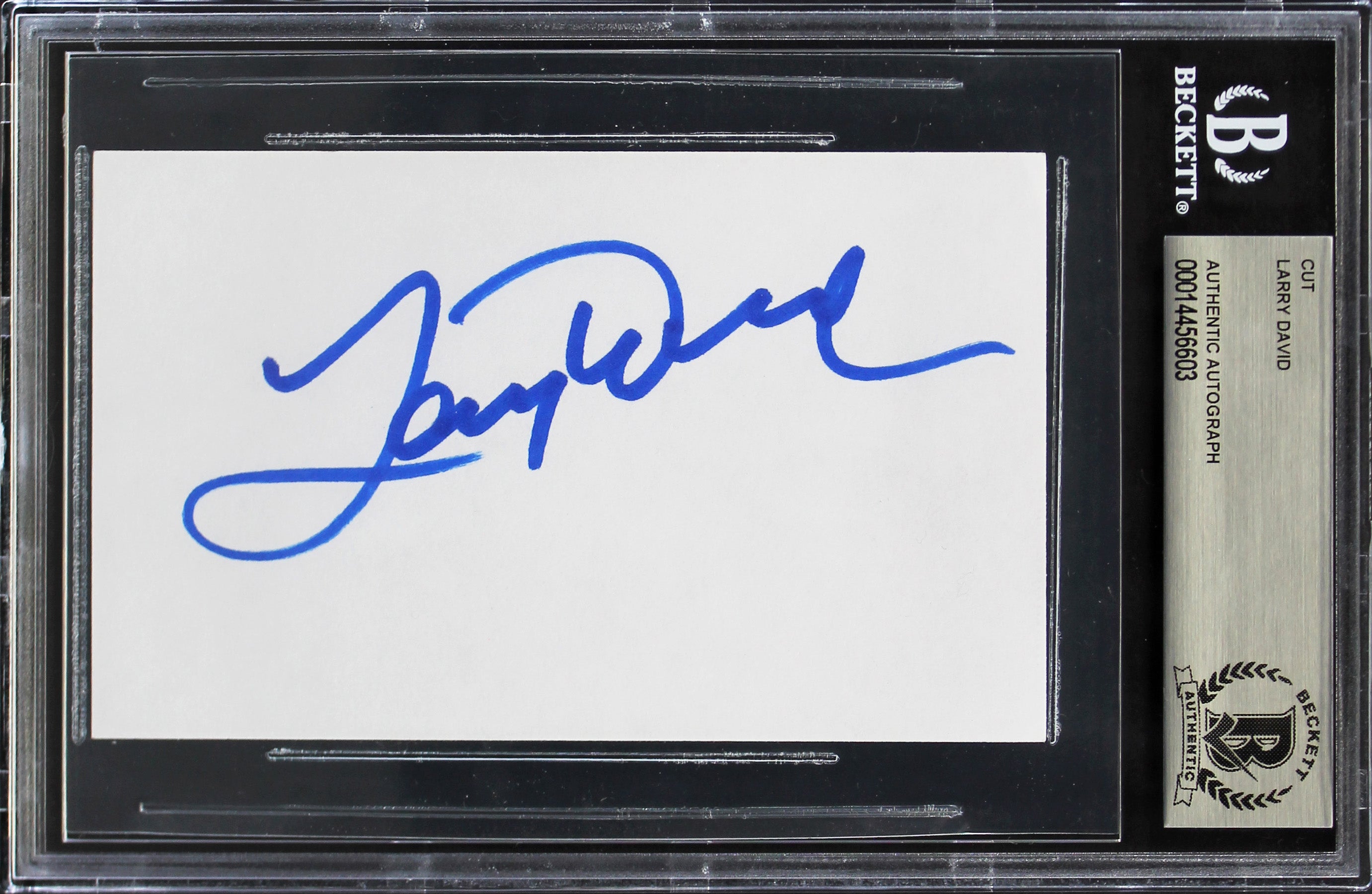 Larry David Curb Your Enthusiasm Authentic Signed 3x5 Cut Signature BAS Slabbed