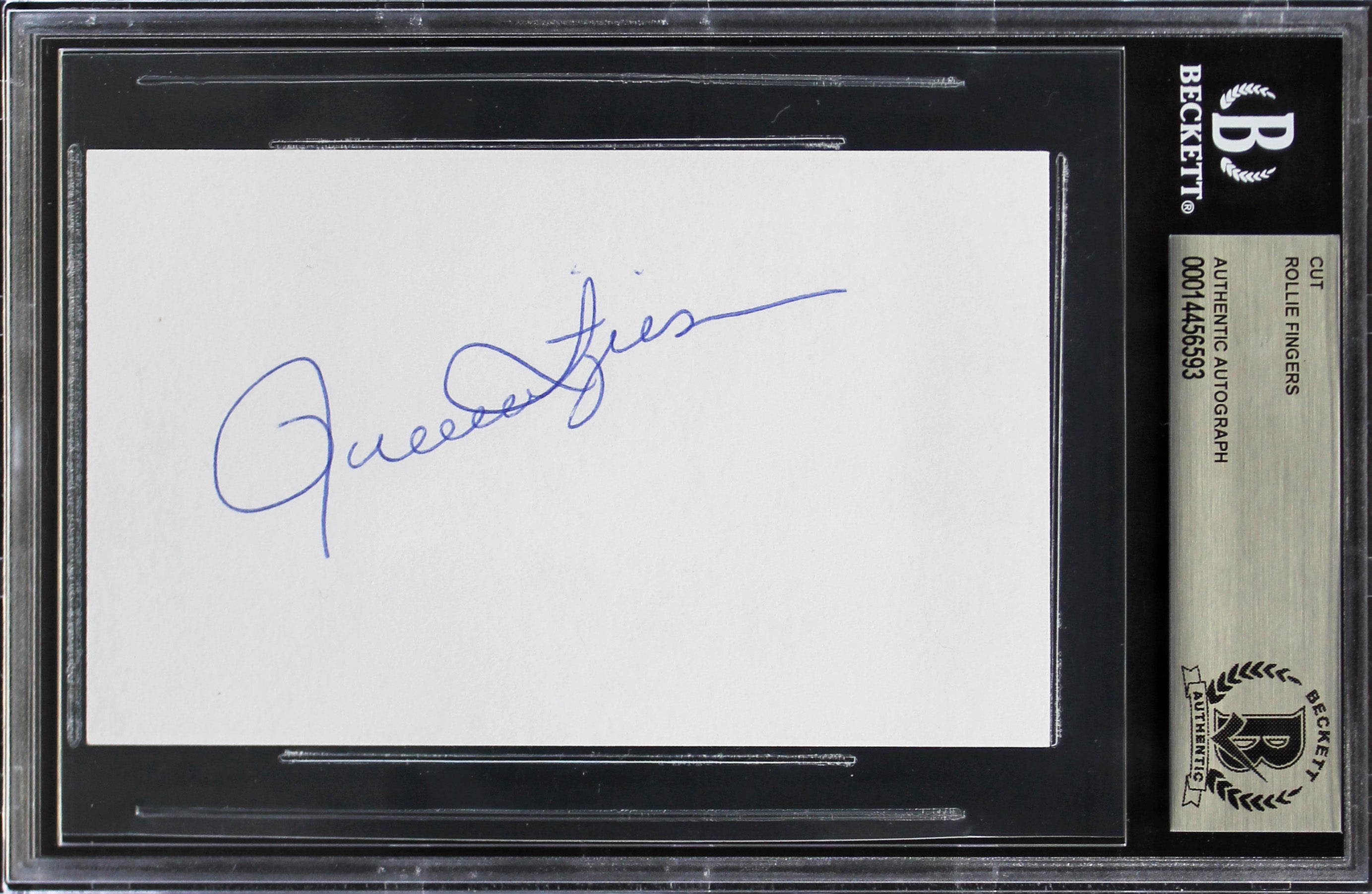 Athletics Rollie Fingers Authentic Signed 3x5 Cut Signature BAS Slabbed