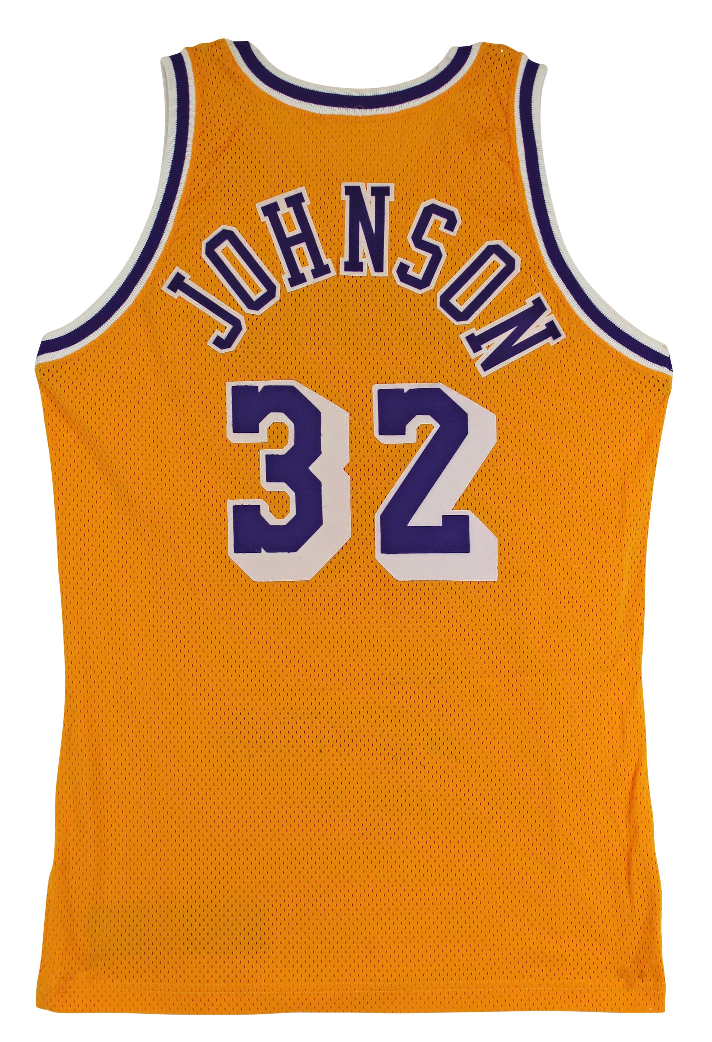 Lakers Magic Johnson "To Shaq" Signed 1992-93 Champion Size 44 Gold Jersey BAS