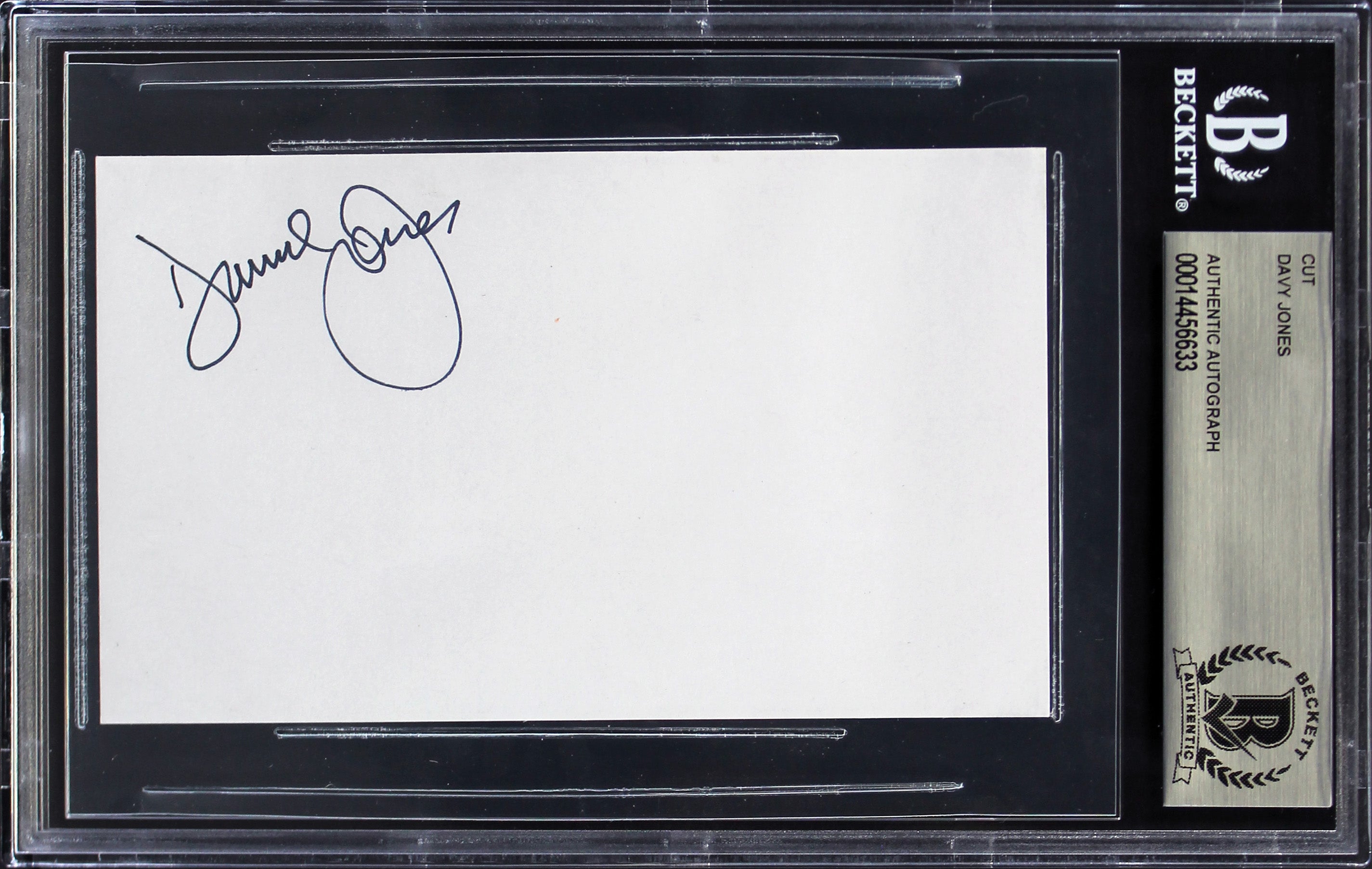 Davy Jones The Monkees Authentic Signed 3x5 Cut Signature BAS Slabbed