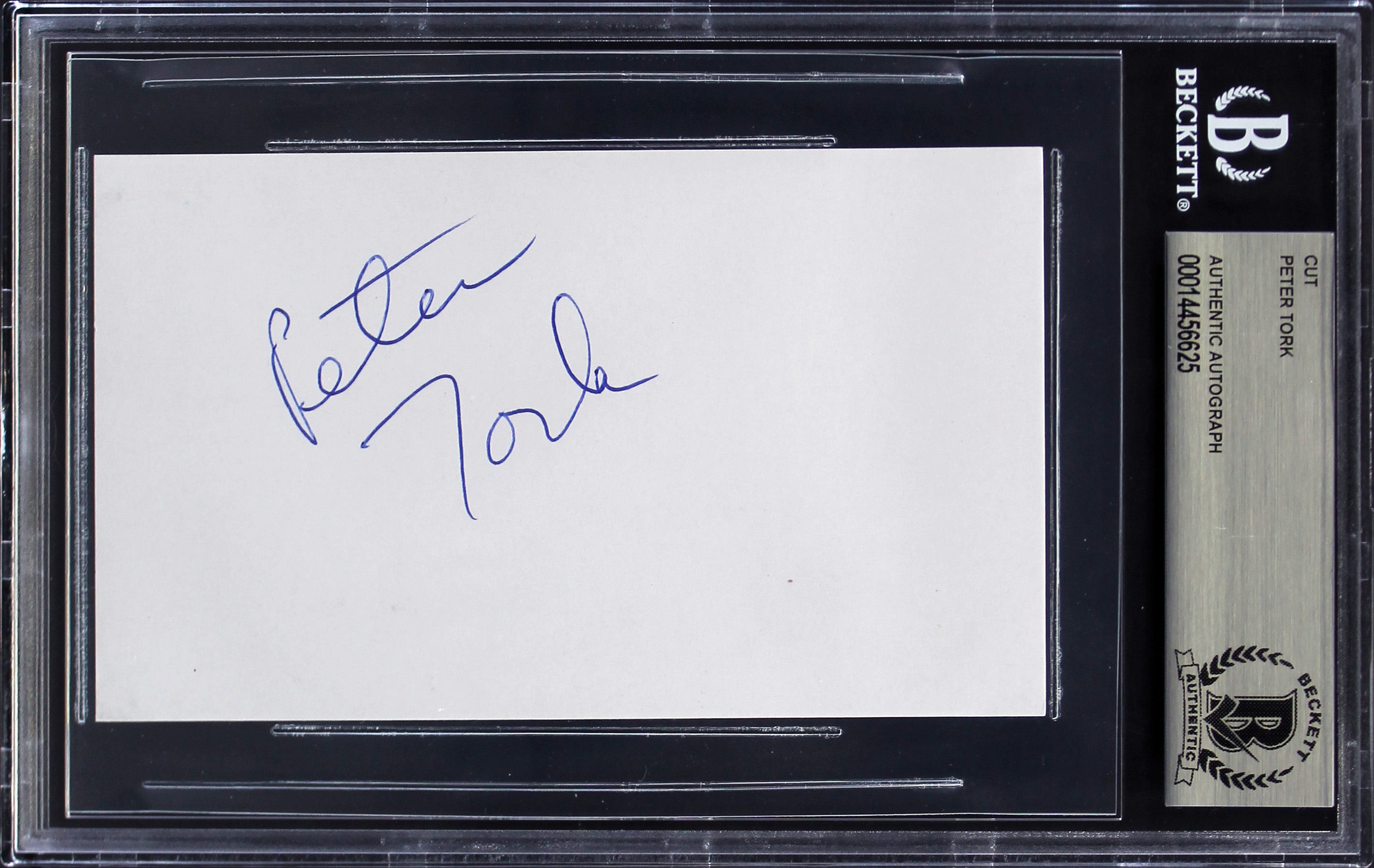 Peter Tork The Monkees Authentic Signed 3x5 Cut Signature BAS Slabbed