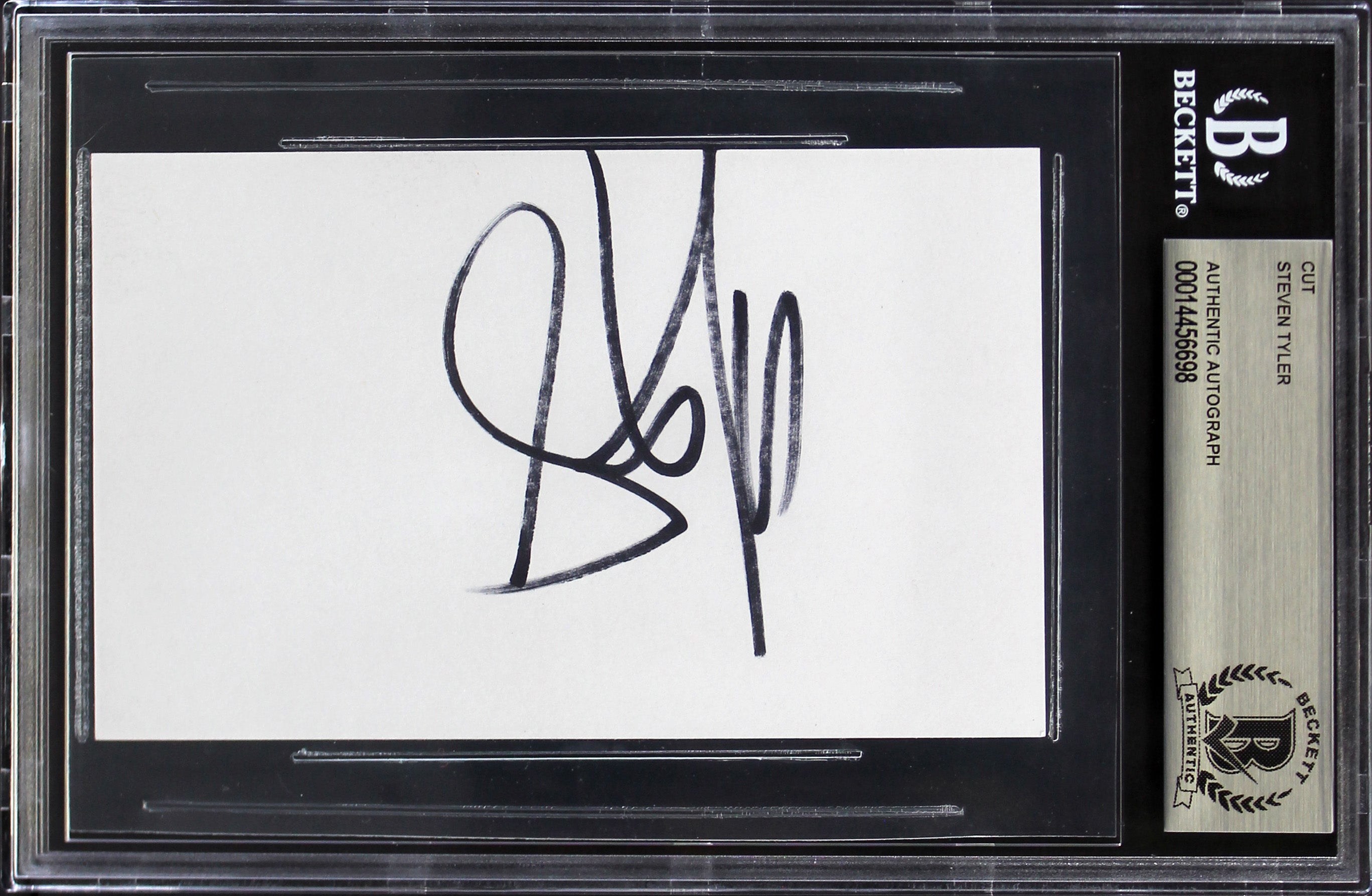 Steven Tyler Aerosmith Authentic Signed 3x5 Cut Signature BAS Slabbed