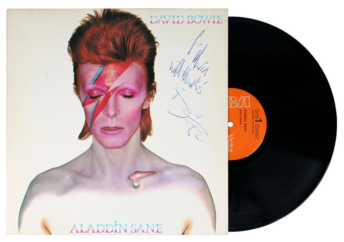David Bowie "With Thanks" Signed Aladdin Sane Album Cover W/ Vinyl JSA #YY12950
