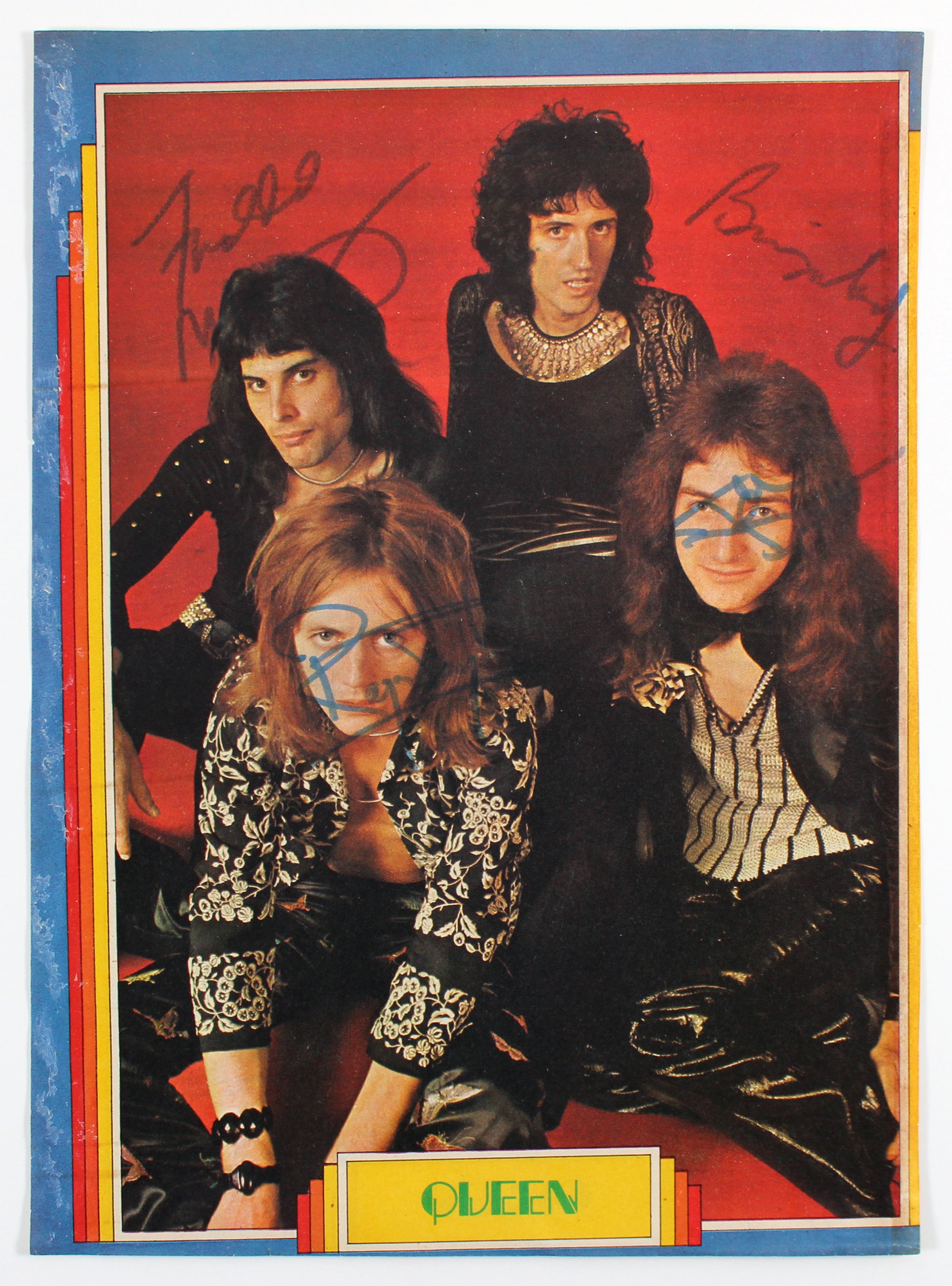 Queen (4) Mercury, May, Taylor & Deacon Signed 8.5x11.75 Magazine Page BAS