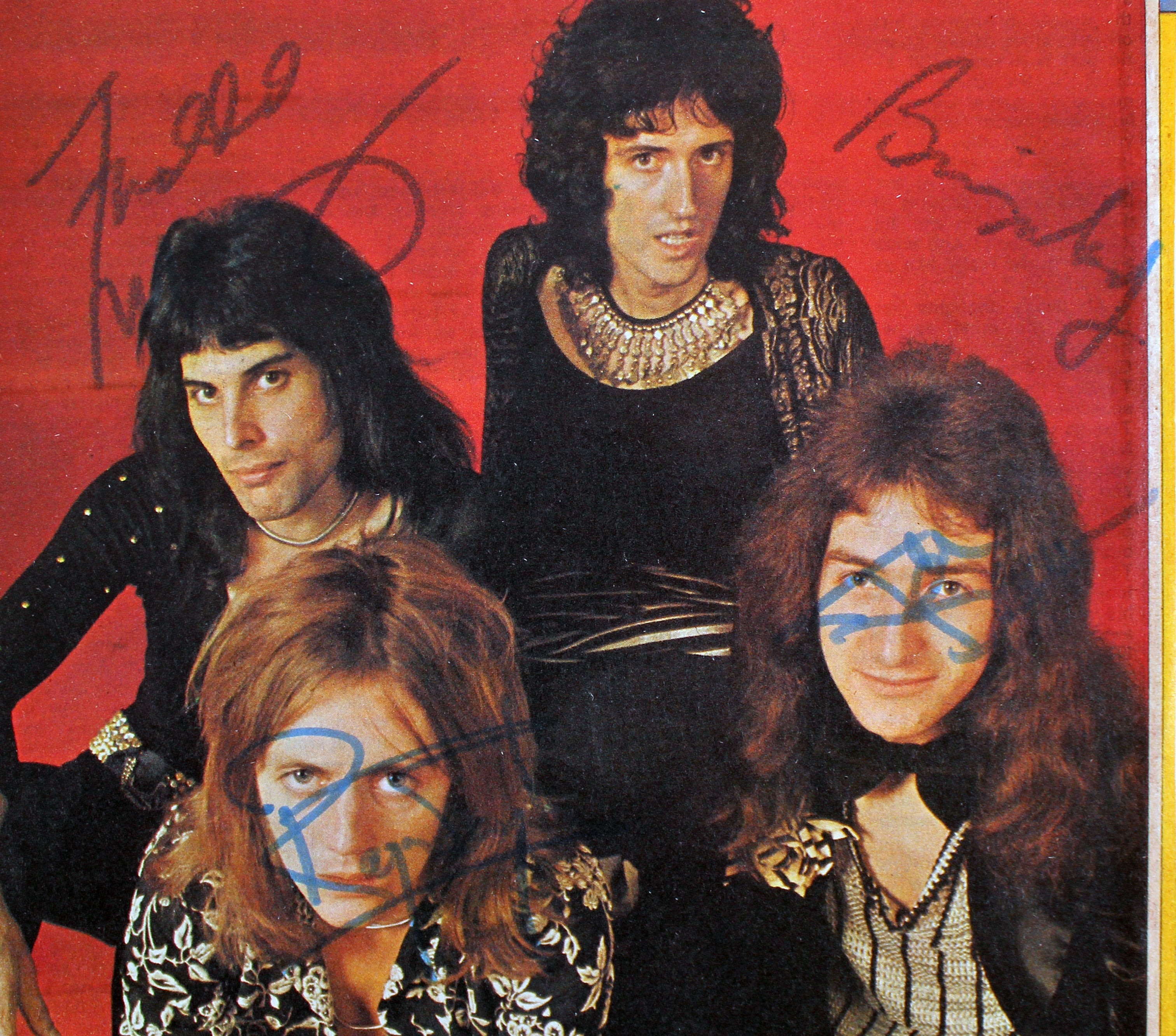 Queen (4) Mercury, May, Taylor & Deacon Signed 8.5x11.75 Magazine Page BAS