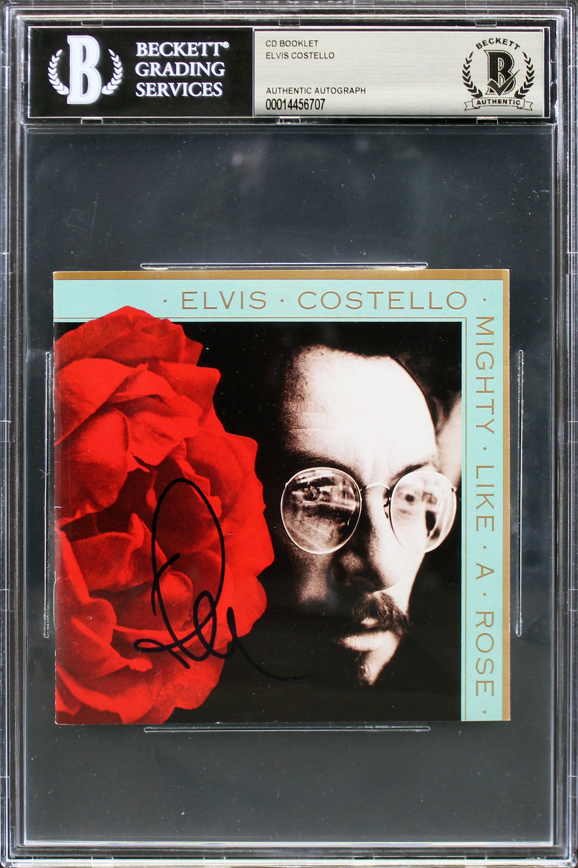 Elvis Costello Authentic Signed Mighty Like A Rose Cd Cover BAS Slabbed