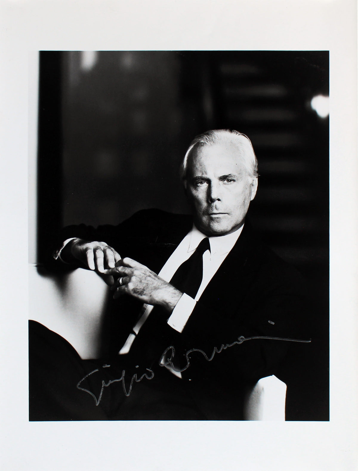 Giorgio Armani Authentic Signed B&W 12x16 Photo Autographed BAS #AB14608