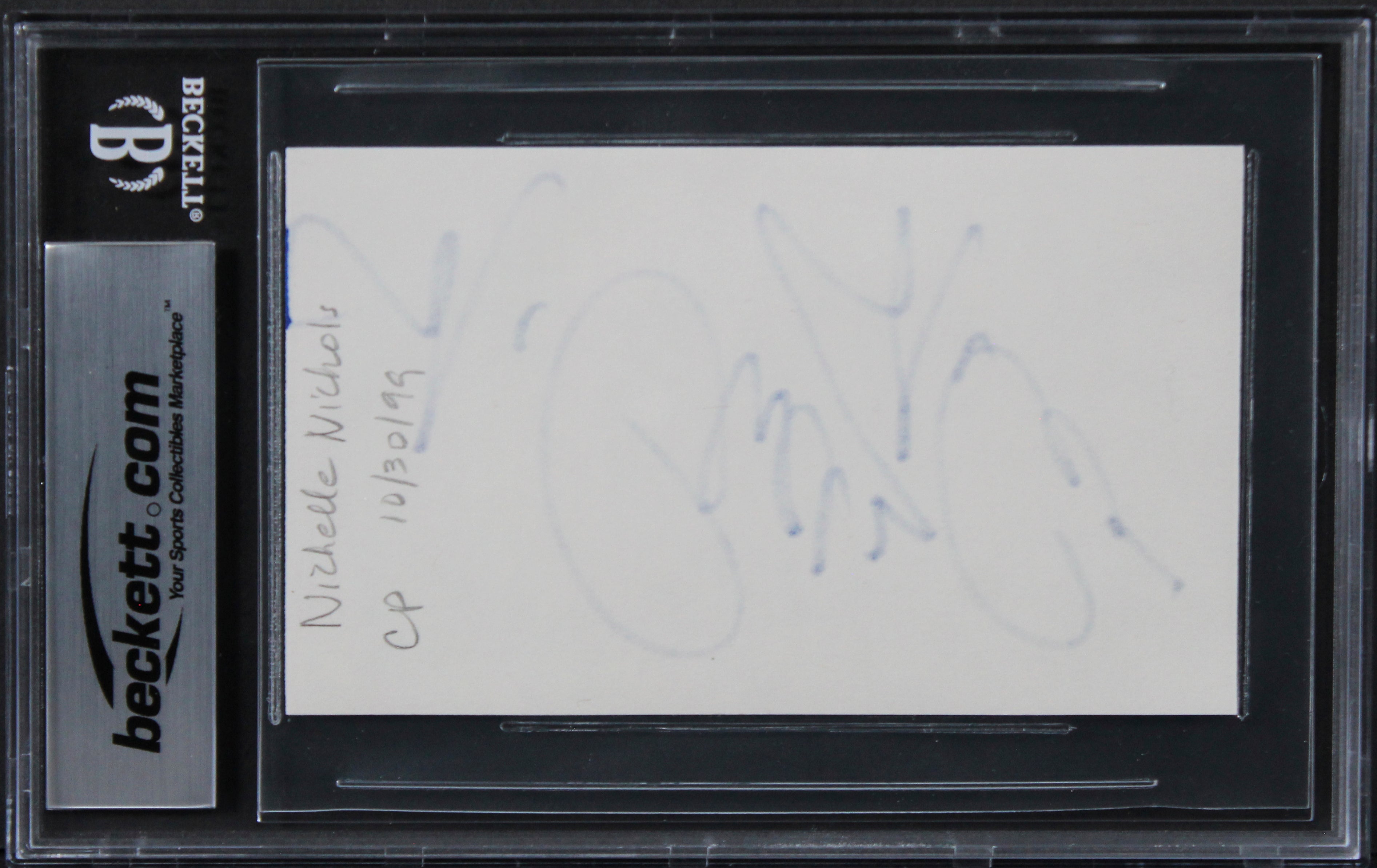 Nichelle Nichols Star Trek Authentic Signed 3x5 Index Card BAS Slabbed