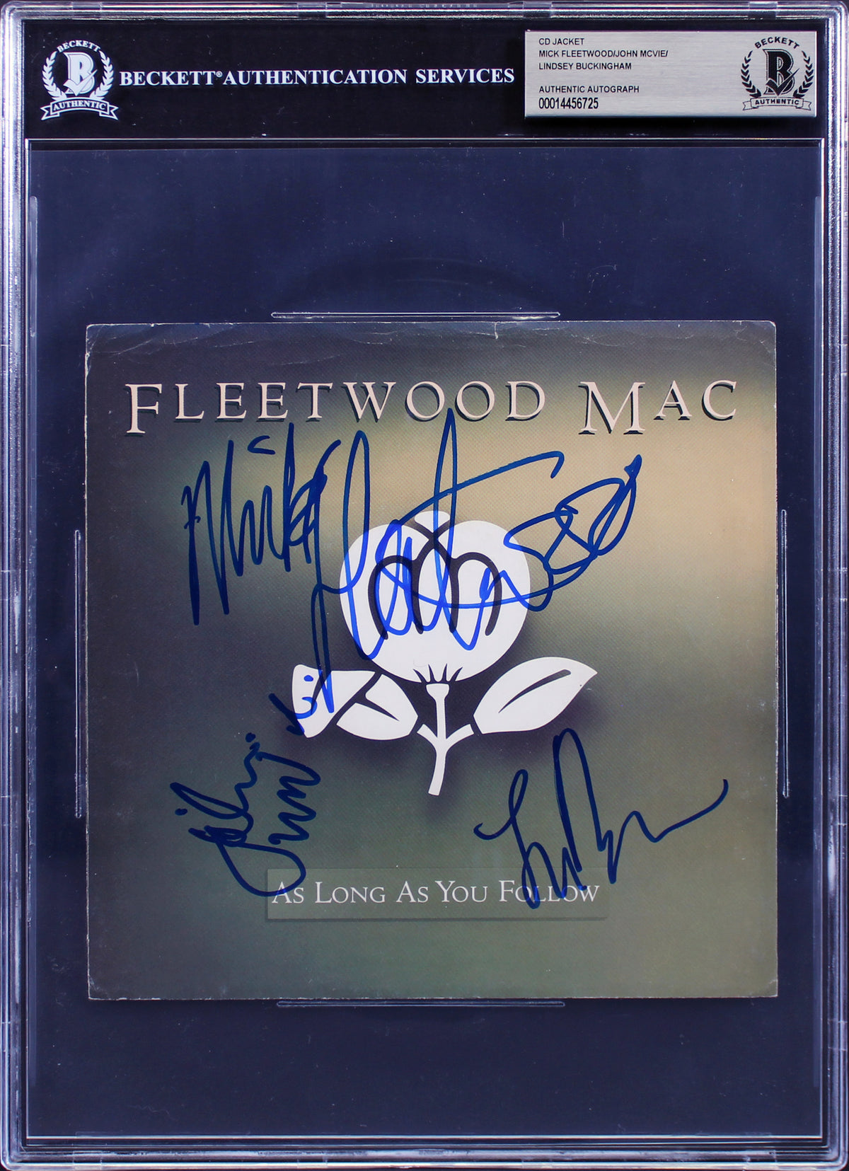 Fleetwood Mac (3) Buckingham, Fleetwood & McVie Signed 45 RPM Album BAS Slabbed