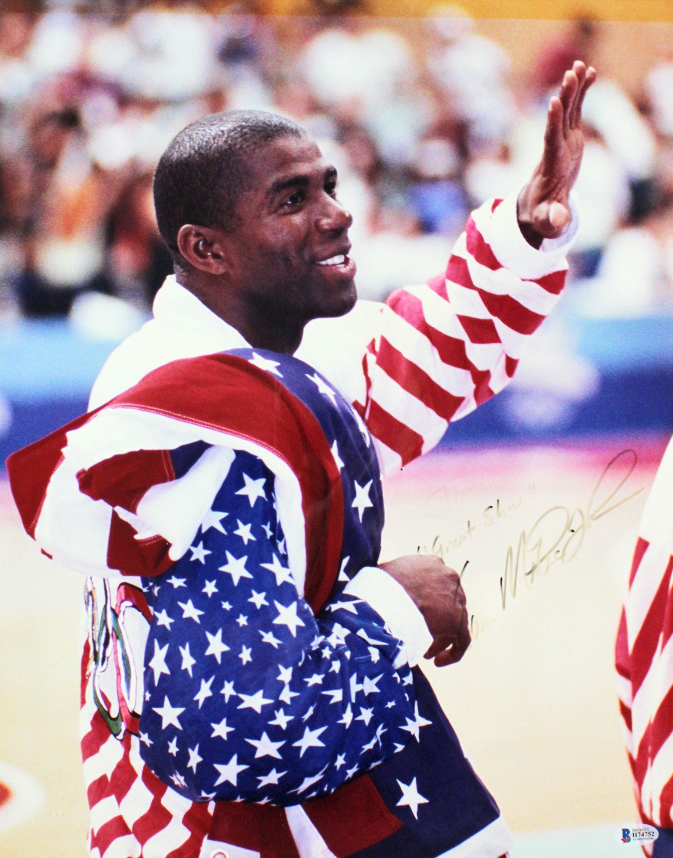 Lakers Earvin Magic Johnson "Great Show" Signed 16x20 Framed Photo BAS #B74752