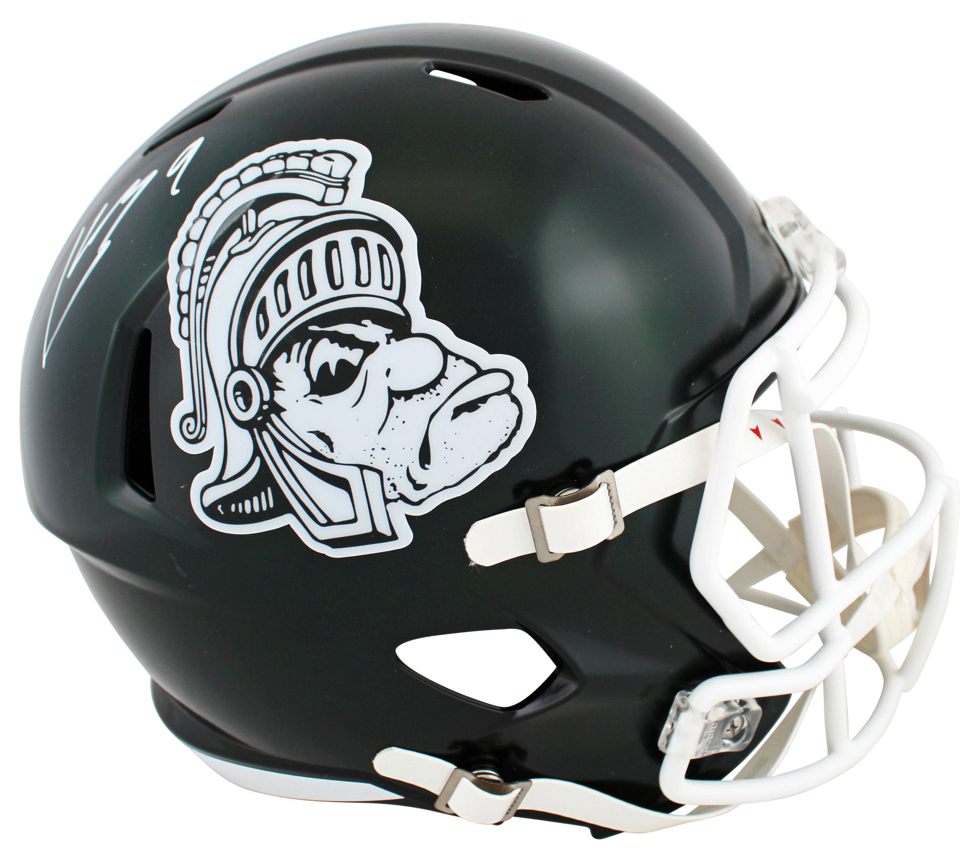 MSU Kenneth Walker III Signed Gruffy Logo Full Size Speed Rep Helmet BAS Witness