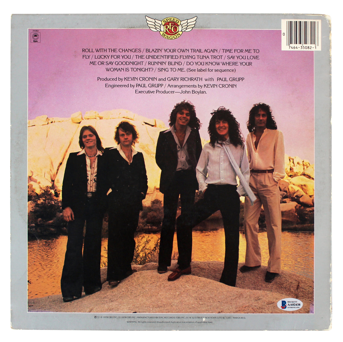 REO Speedwagon Cronin, Doughty & Hall Signed Album Cover W/ Vinyl BAS #AA02438