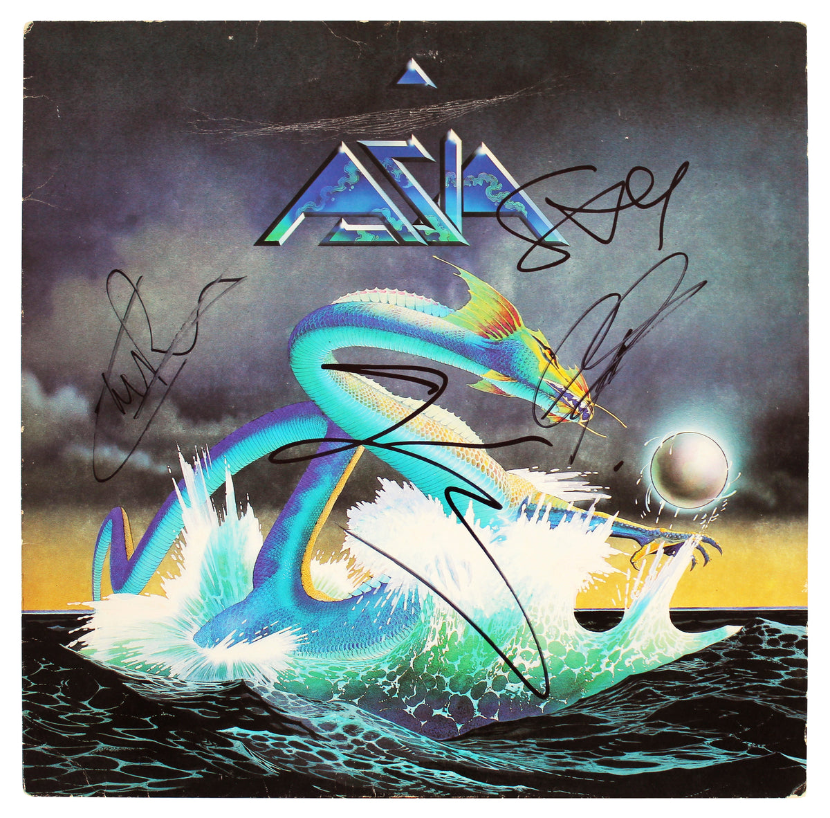 Asia (4) Downes, Howe, Palmer & Wetton Signed Album Cover W/ Vinyl BAS #AA02439