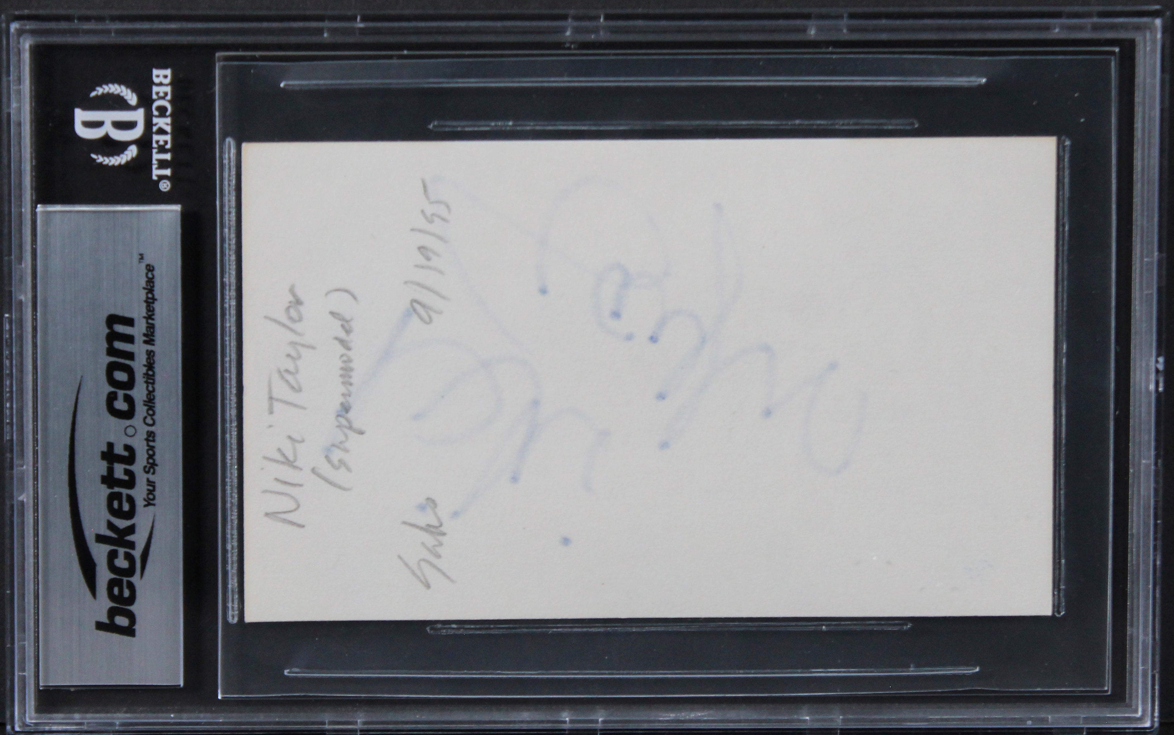 Nikki Taylor S.I. Swimsuit Model Authentic Signed 3x5 Index Card BAS Slabbed