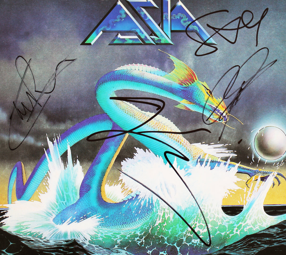 Asia (4) Downes, Howe, Palmer & Wetton Signed Album Cover W/ Vinyl BAS #AA02439
