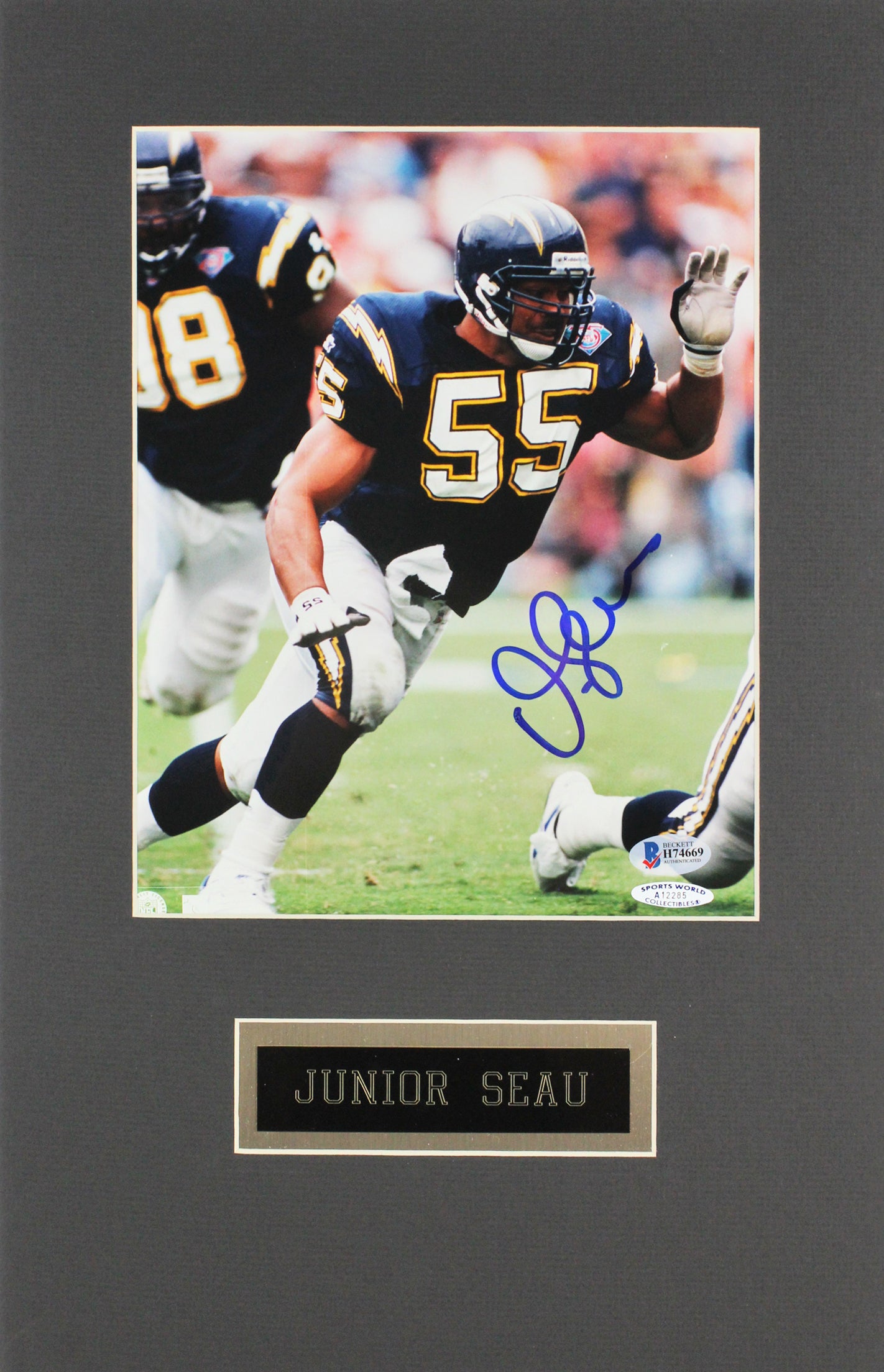 Chargers Junior Seau Authentic Signed 8x10 Matted Photo Autographed BAS #H74669