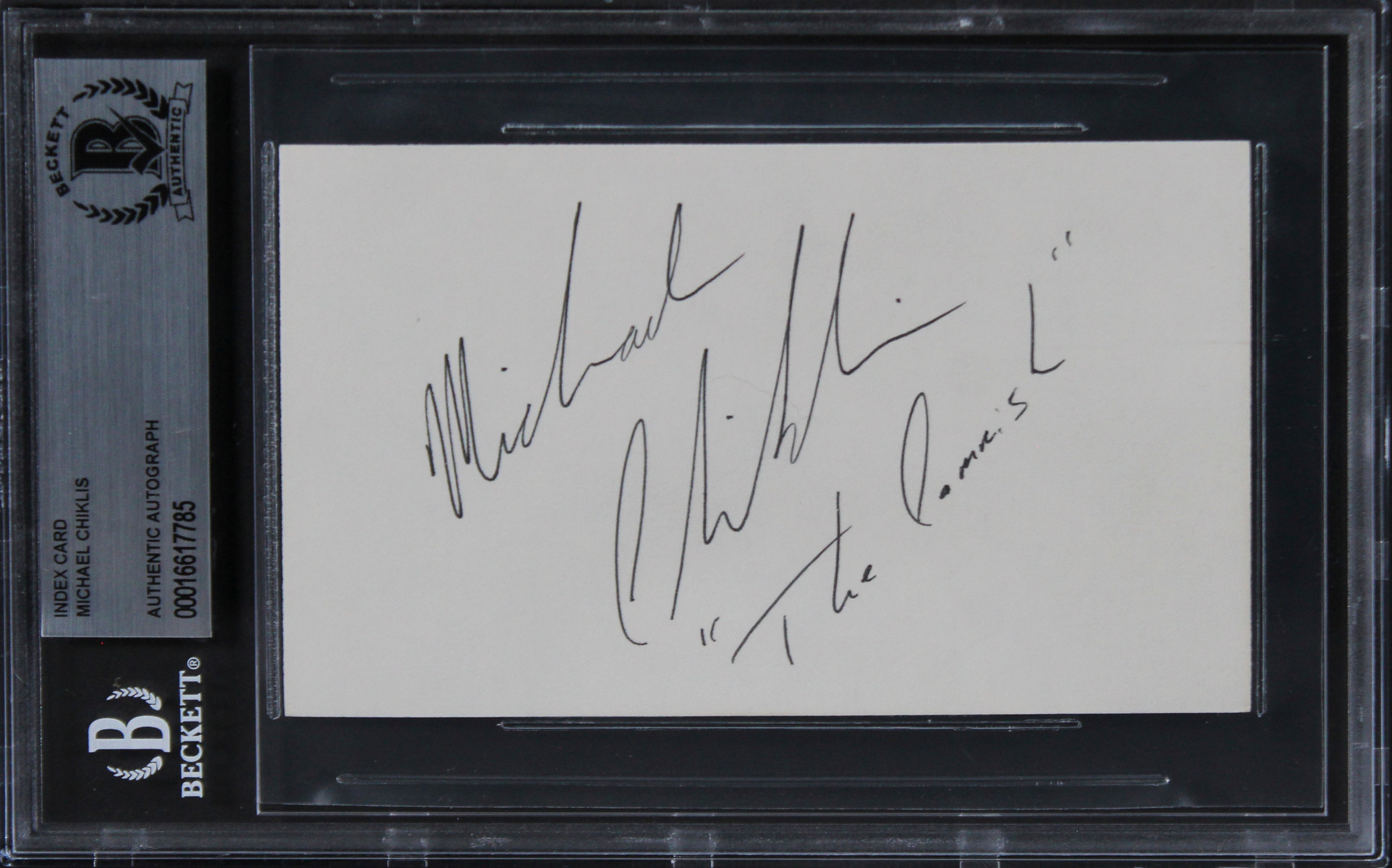 Michael Chiklis The Shield "The Commish" Signed 3x5 Index Card BAS Slabbed